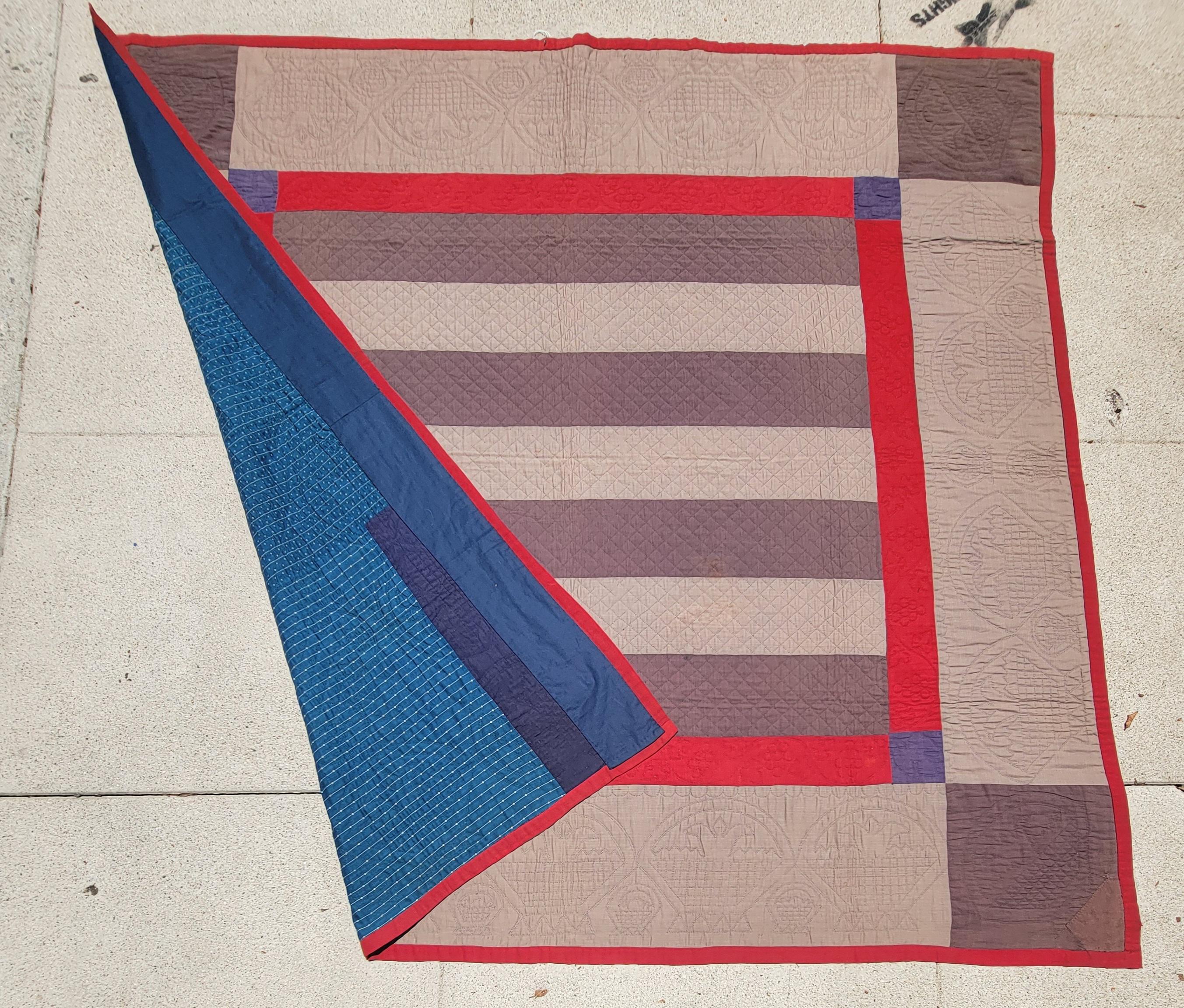 19thc Amish Wool Bars Quilt For Sale 1