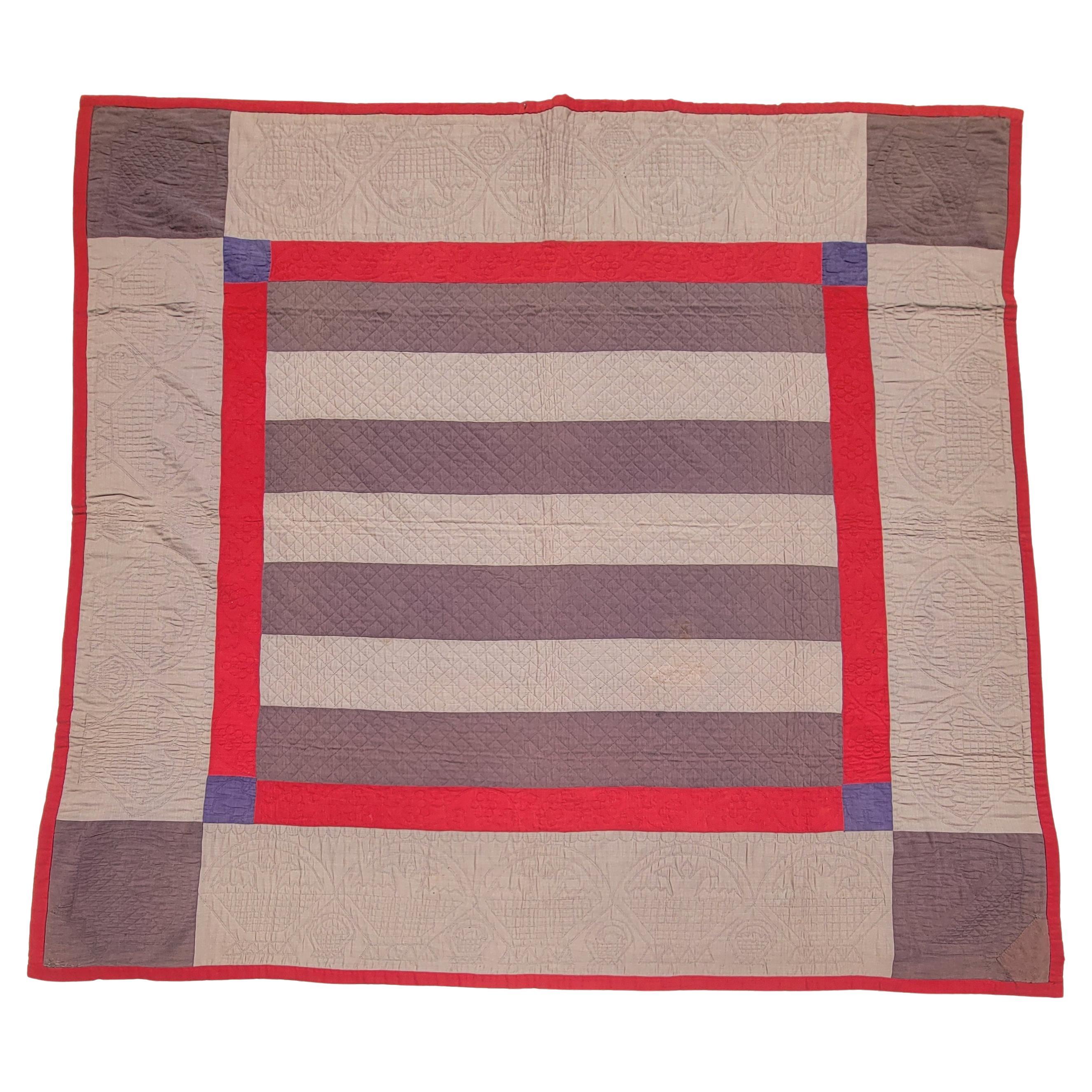 19thc Amish Wool Bars Quilt For Sale