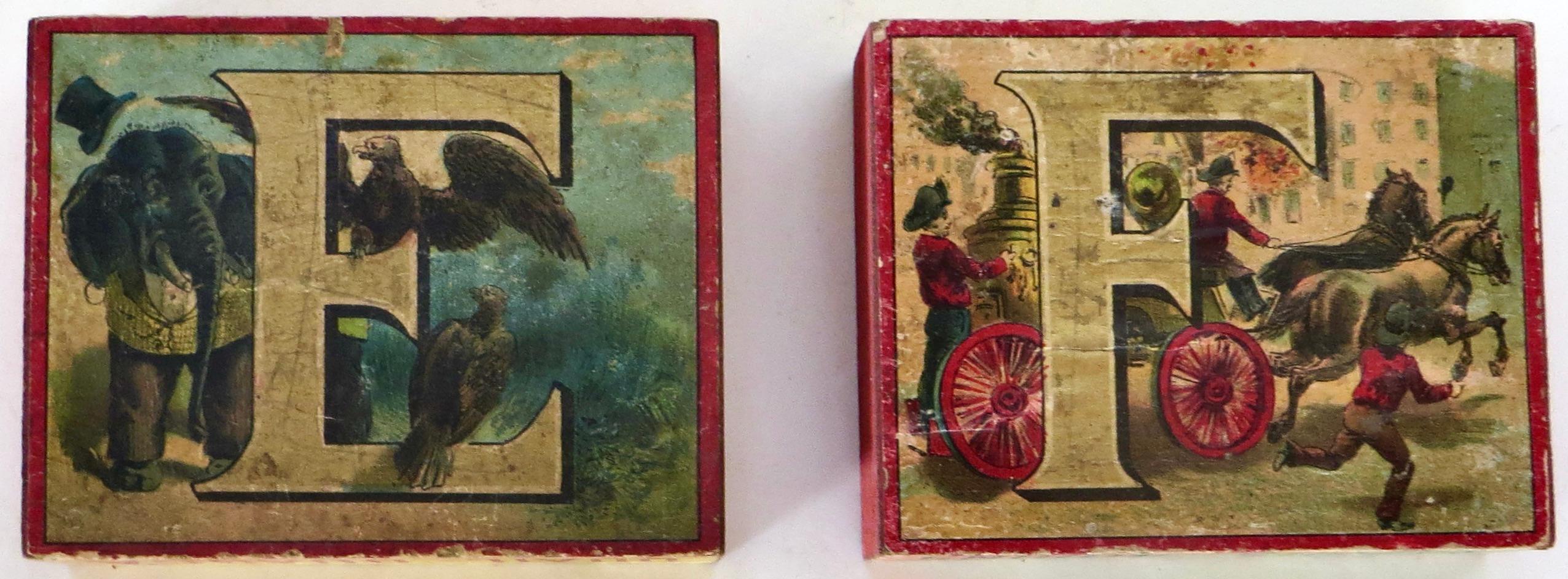 Alphabet lithographié à thème animalier du 19e siècle pour enfants 