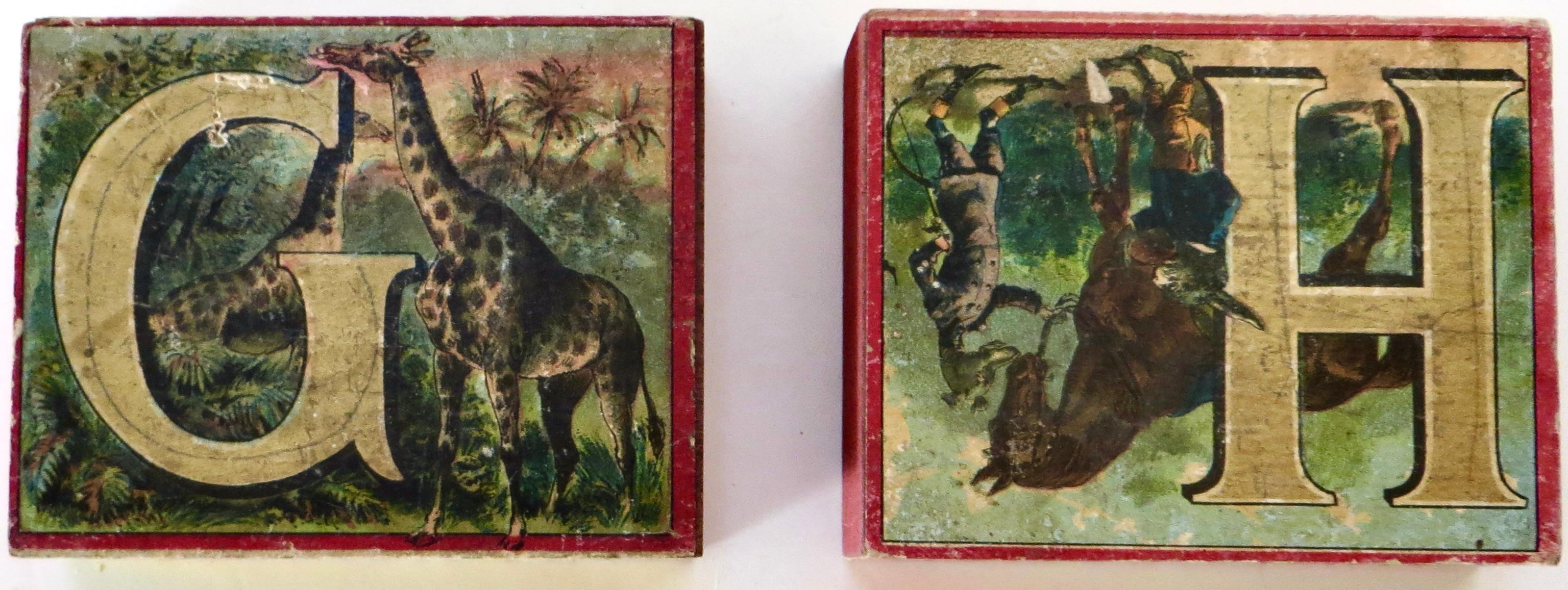 Alphabet lithographié à thème animalier du 19e siècle pour enfants 