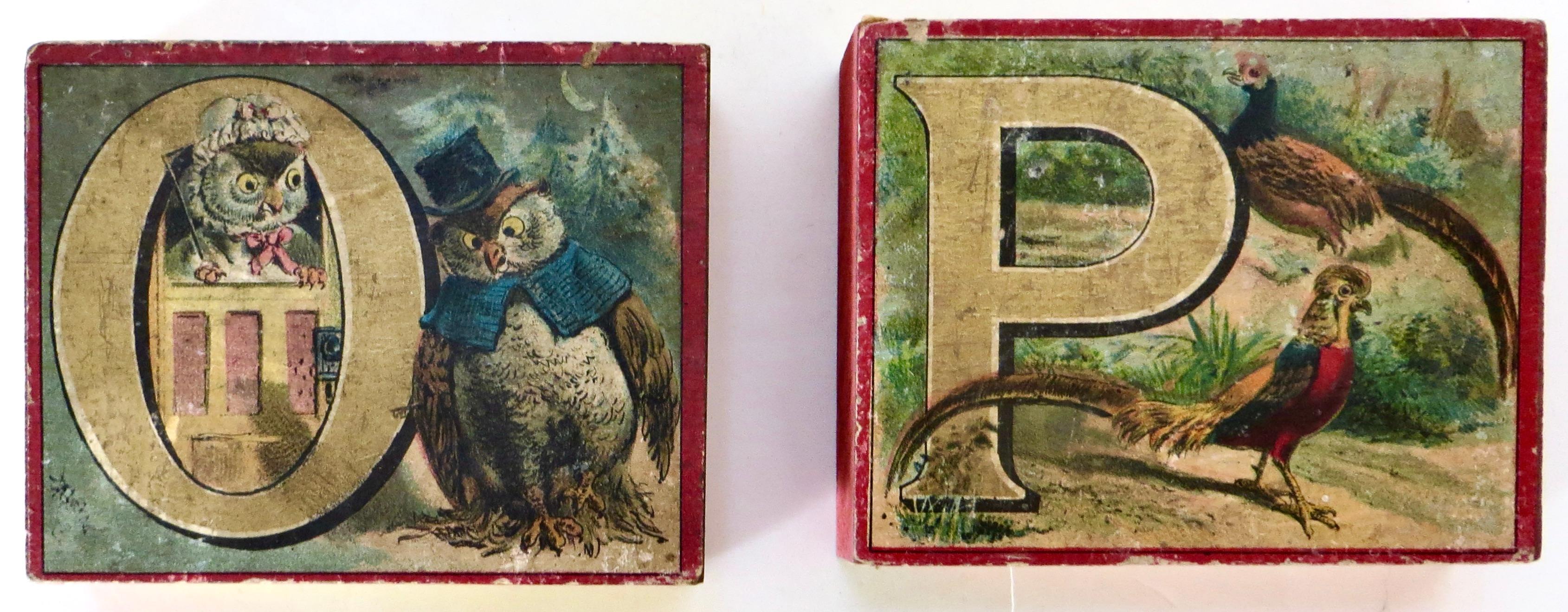 Alphabet lithographié à thème animalier du 19e siècle pour enfants 