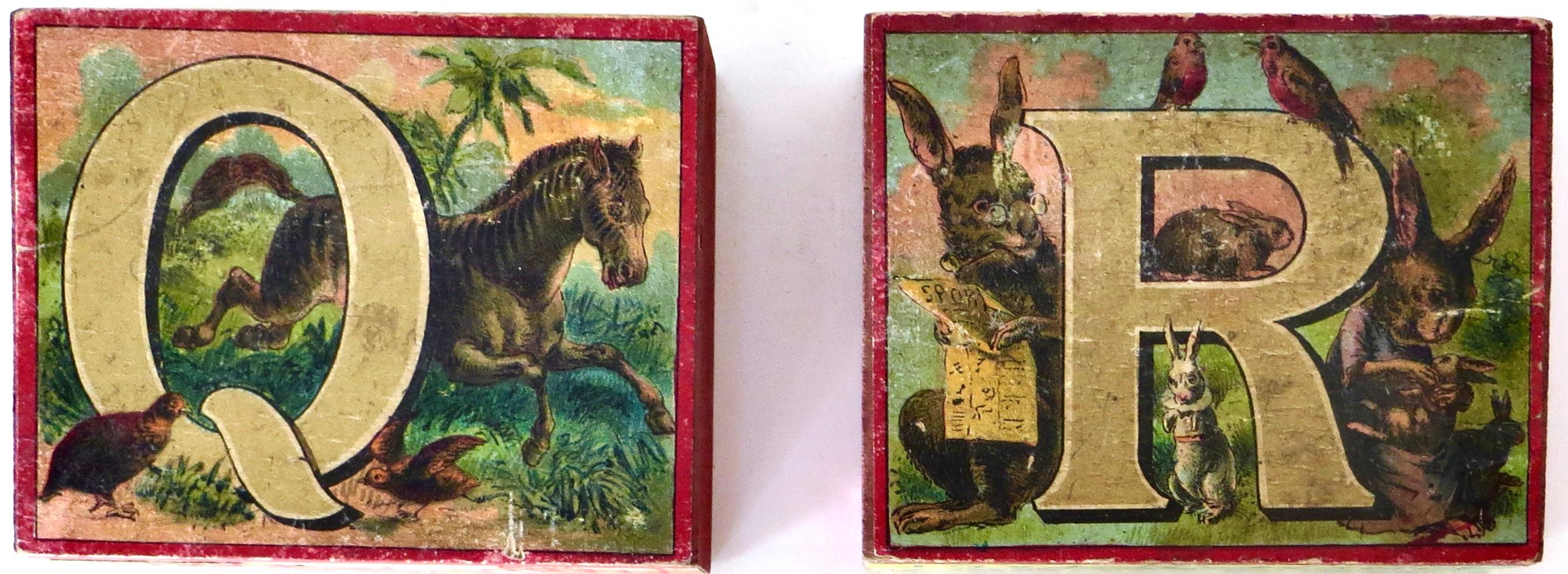 Alphabet lithographié à thème animalier du 19e siècle pour enfants 