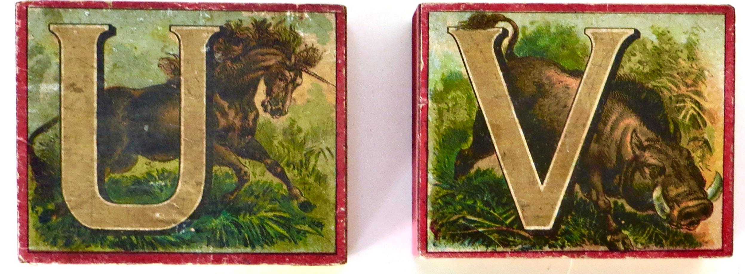 Alphabet lithographié à thème animalier du 19e siècle pour enfants 