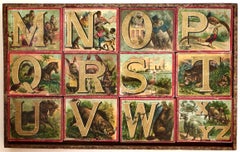 19thC Animal Themed Lithographed Alphabet Children's "Learning Blocks" Ca. 1880