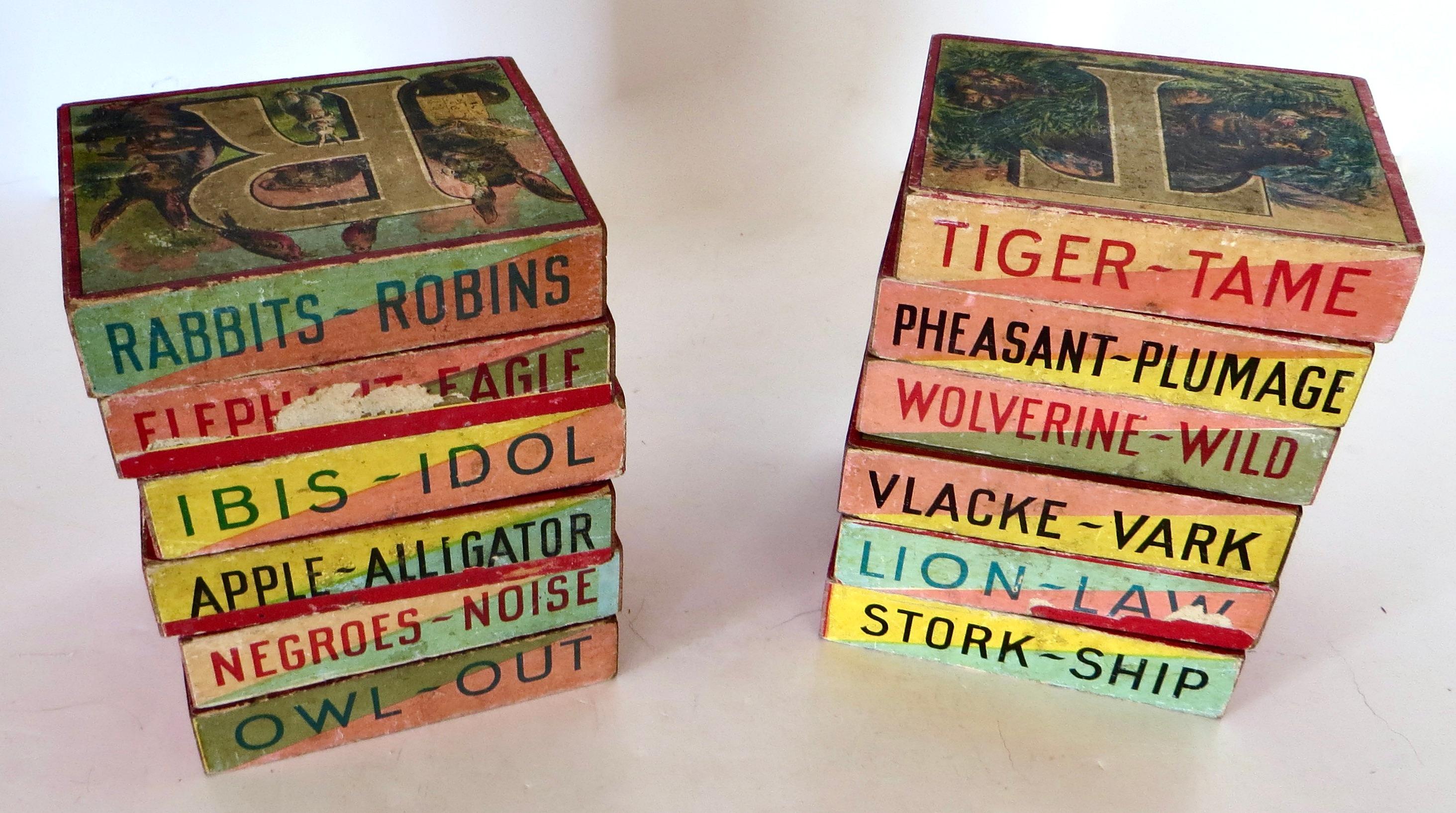 Alphabet lithographié à thème animalier du 19e siècle pour enfants 