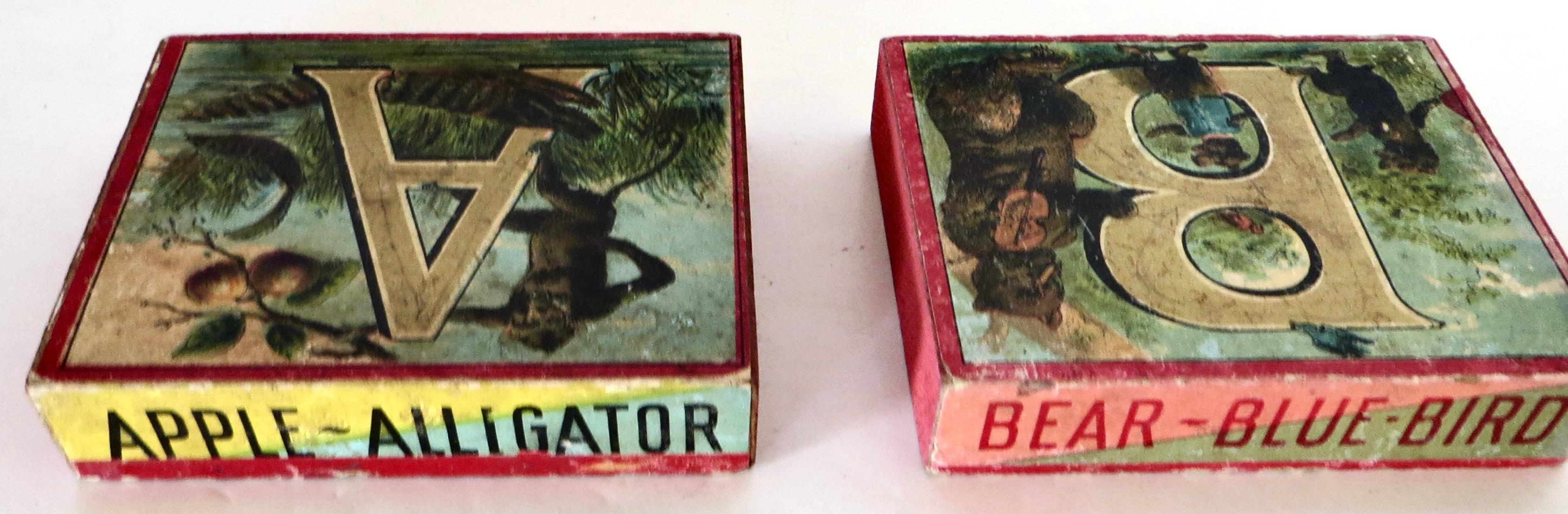 Fin du XIXe siècle Alphabet lithographié à thème animalier du 19e siècle pour enfants 