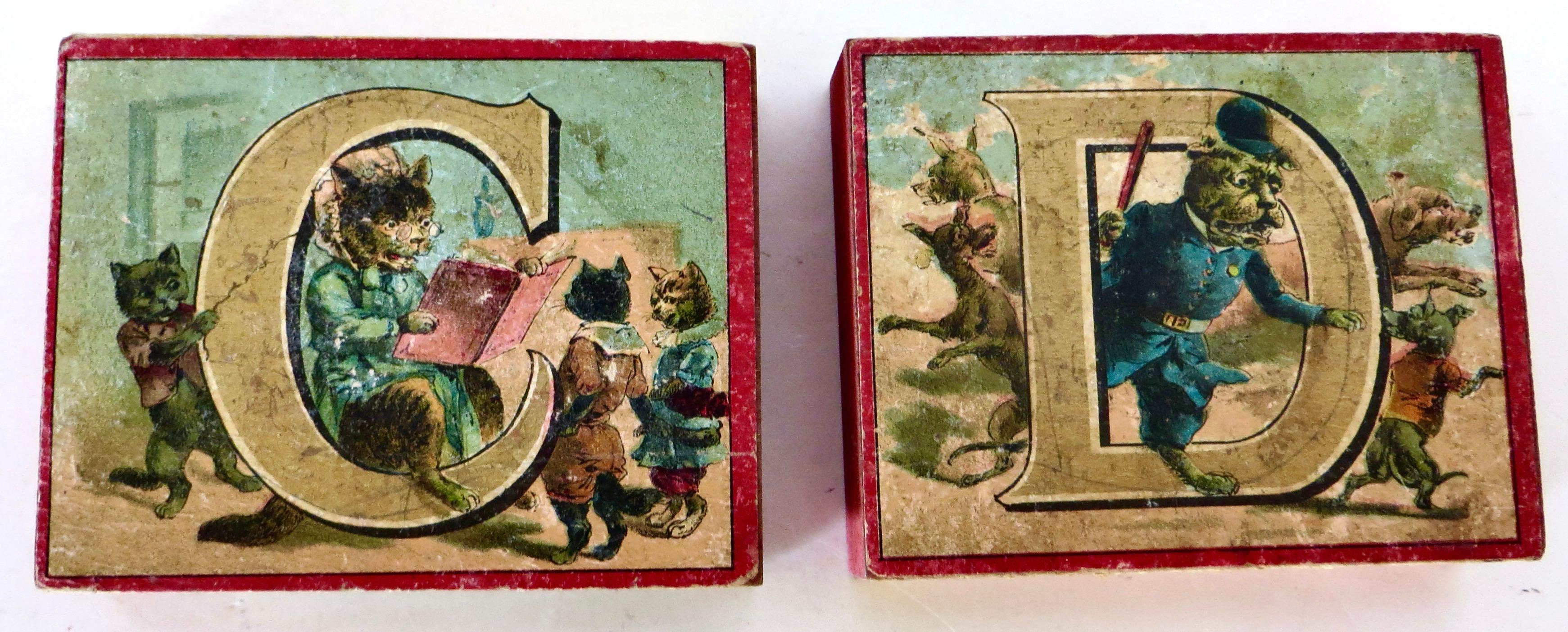 Alphabet lithographié à thème animalier du 19e siècle pour enfants 