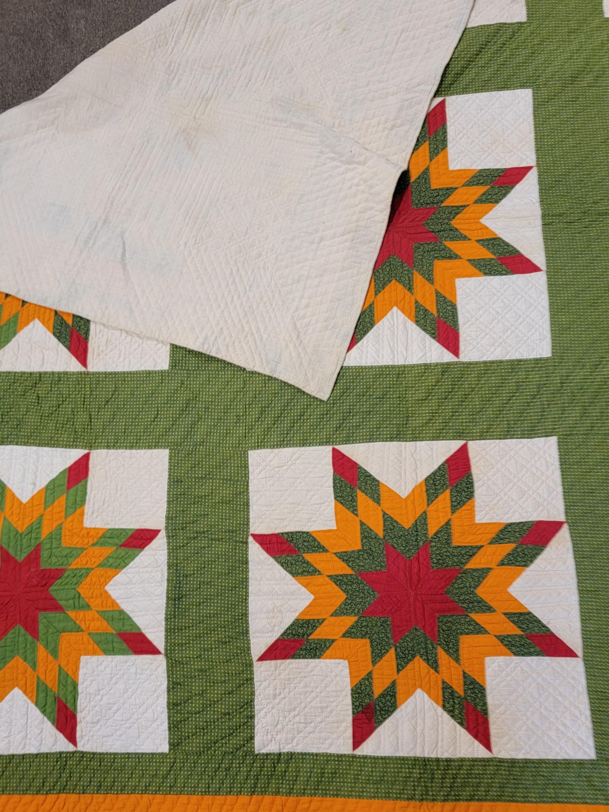 Hand-Crafted 19th C. Antique Blazing Star Quilt, Pennsylvania For Sale