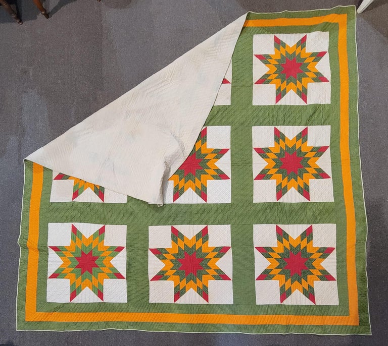 19th C. Antique Blazing Star Quilt, Pennsylvania For Sale 1