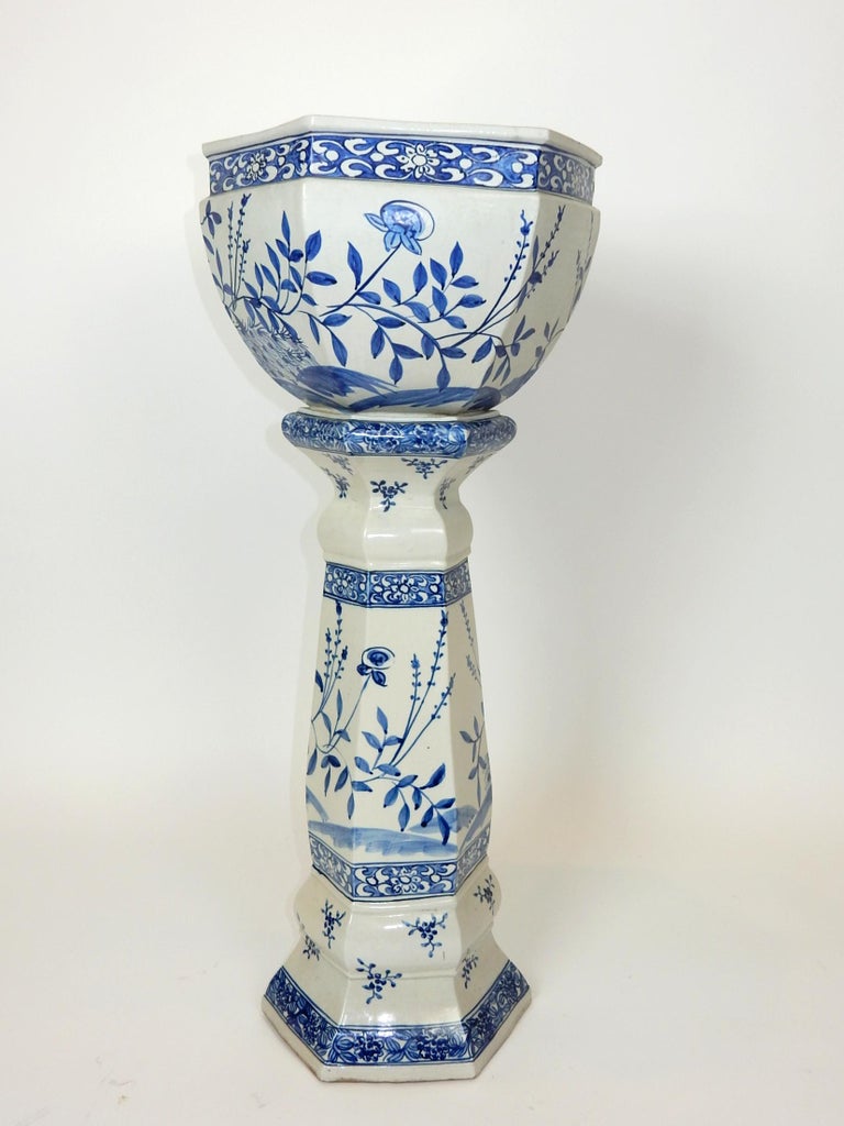 19thc Antique Chinese Blue and White Porcelain Jardinière Planter For ...
