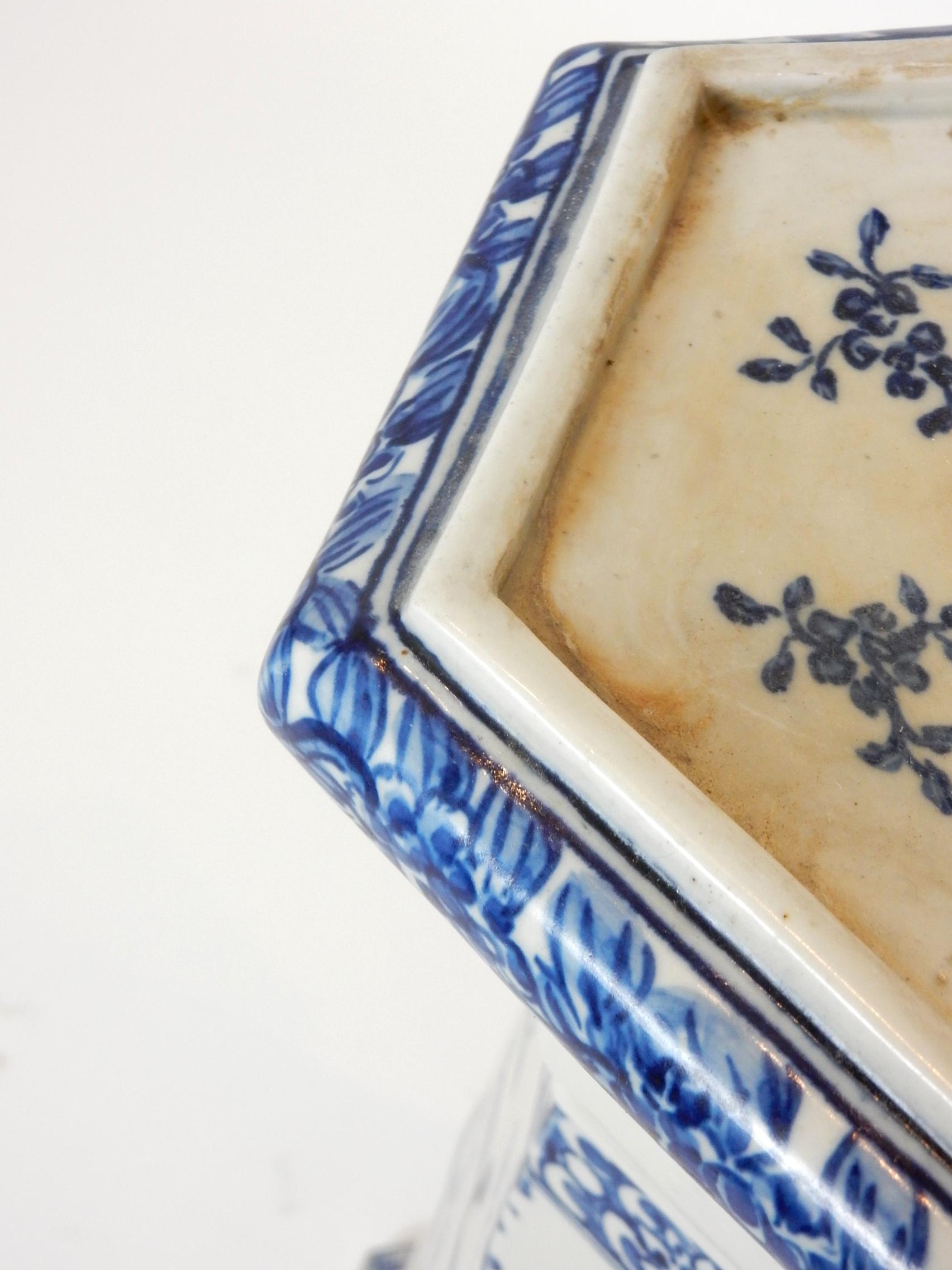 19thc Antique Chinese Blue and White Porcelain Jardinière Planter 1