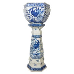 19. Jahrhundert Antike chinesische blau und weiß Porzellan Jardinière Pflanzer