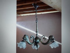 19thc Antique French "Empire" Bronze Fish/ Dolphin/ Sea Creature/ Koi Chandelier