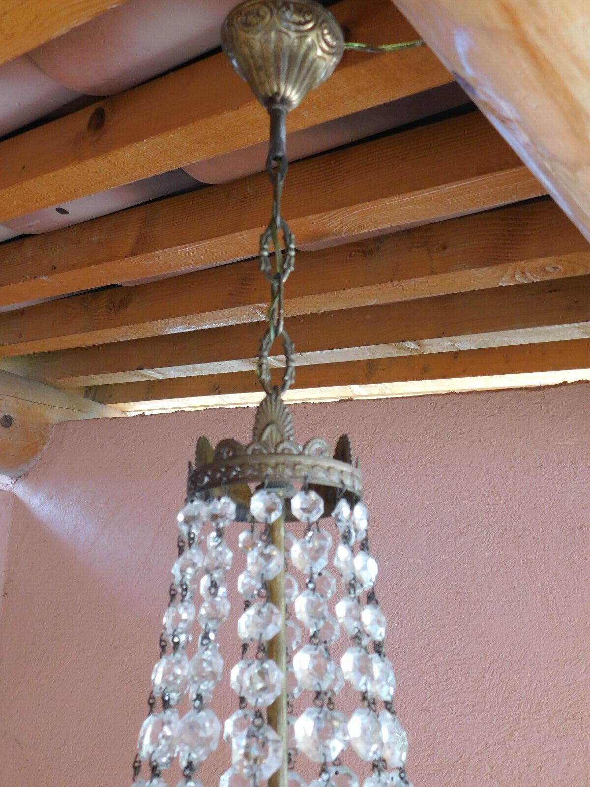 19thc Antique French Empire style Bronze & Cut Crystal Cascading Chandelier For Sale 3