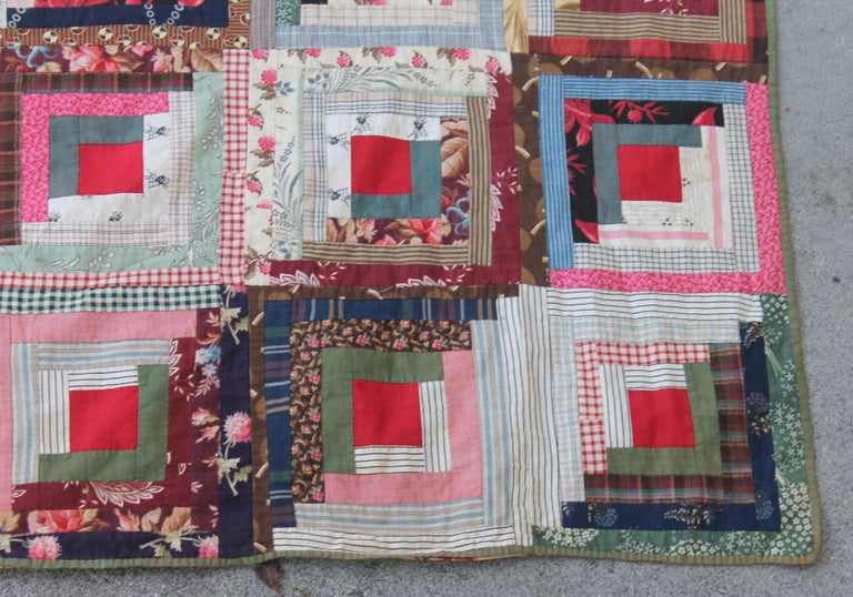 19th Century Antique Log Cabin Quilt at 1stDibs vintage log cabin