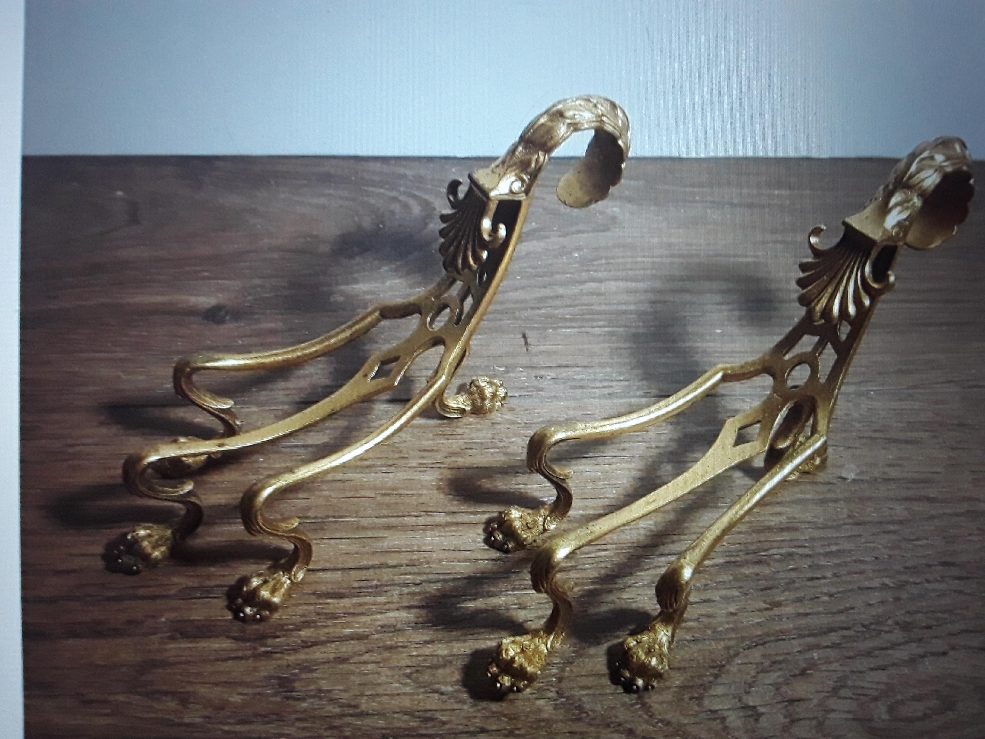 English 19thc Antique Petit British Bronze Fire Dogs / Fireplace Accessory by F&C Osler For Sale