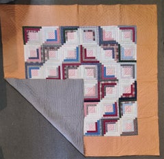 19thc Antique Quilt Cotton Log Cabin