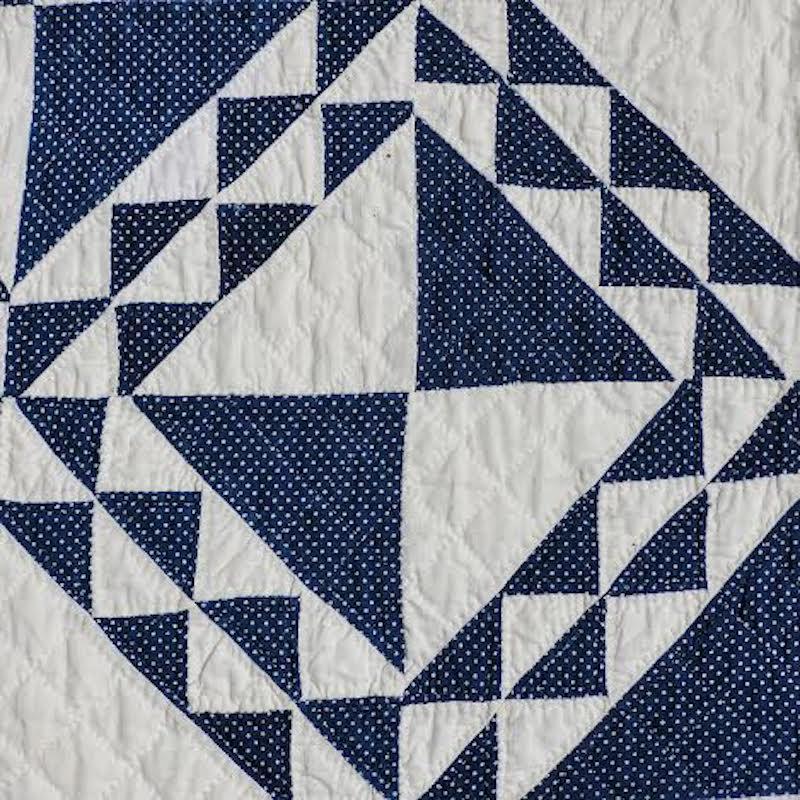 Country 19Thc Antique Quilt in Blue & White For Sale