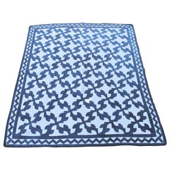 19th Century Antique Quilt in Indigo Blue and White