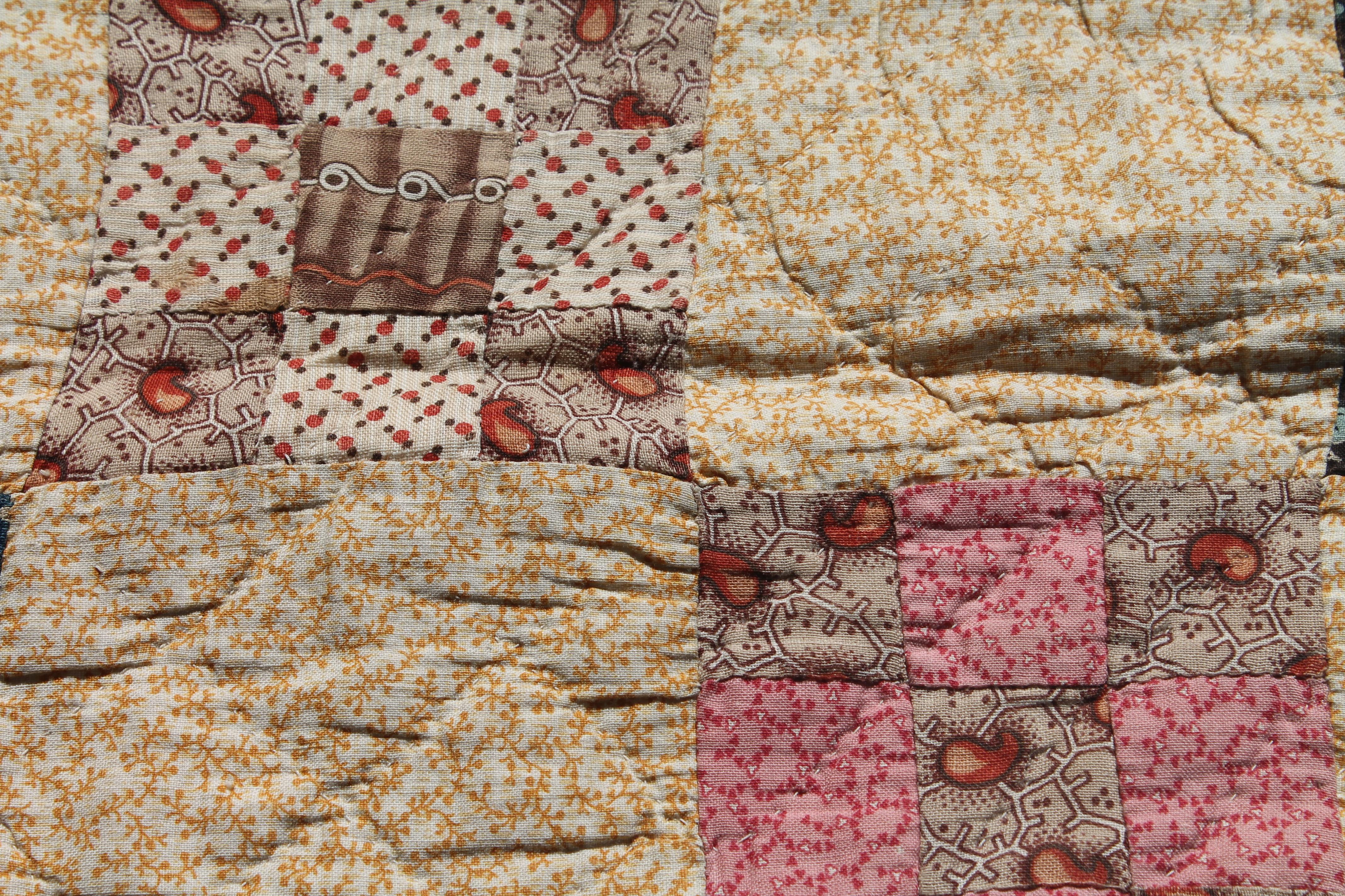 antiker Quilt aus dem 19. Jahrhundert:: Poststempel Neun-Patch-Kette 2