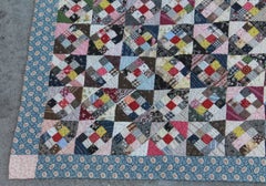 19th Century Antique Quilt, Postage Stamp Nine Patch