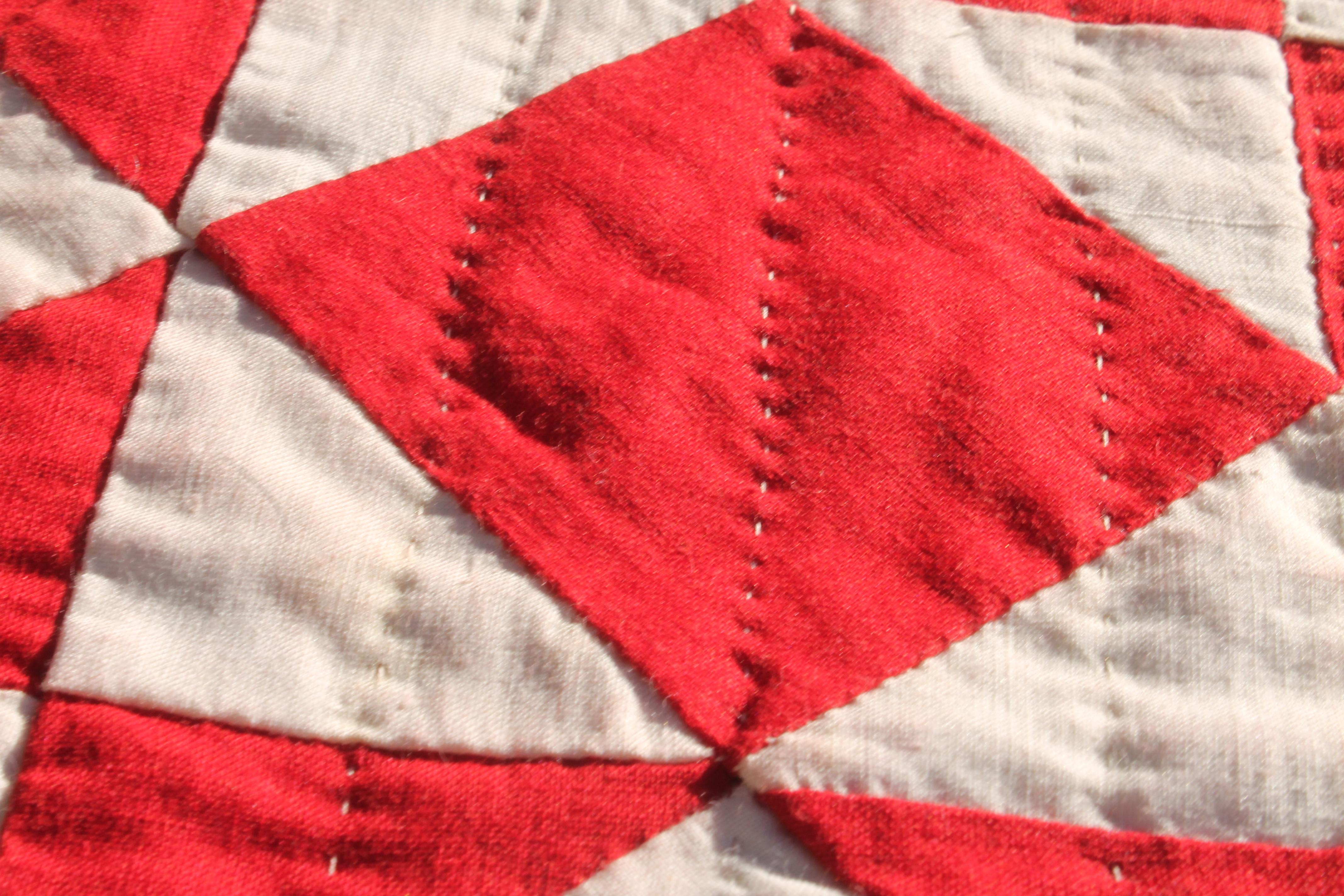 19thc Antique Quilt Turkey Red Stars 1