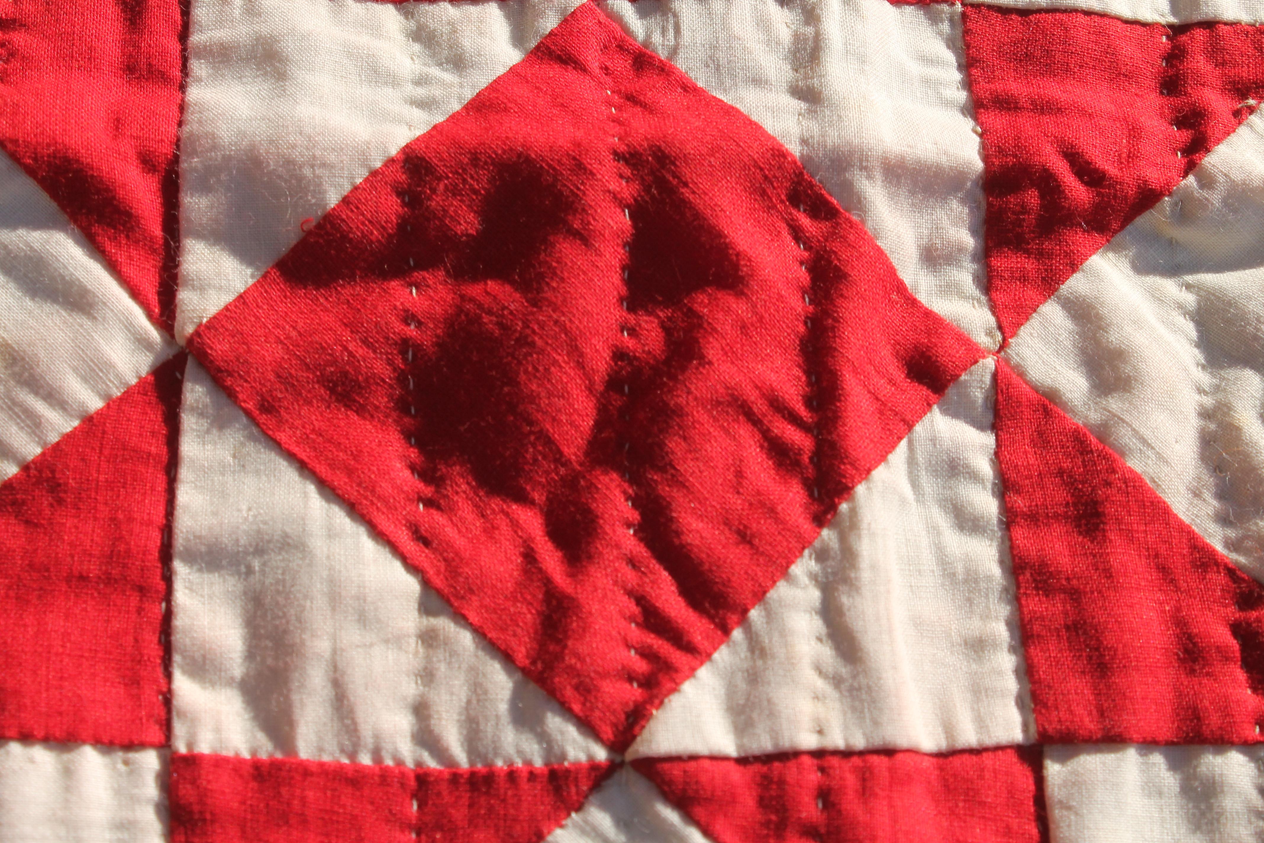 Adirondack 19thc Antique Quilt Turkey Red Stars