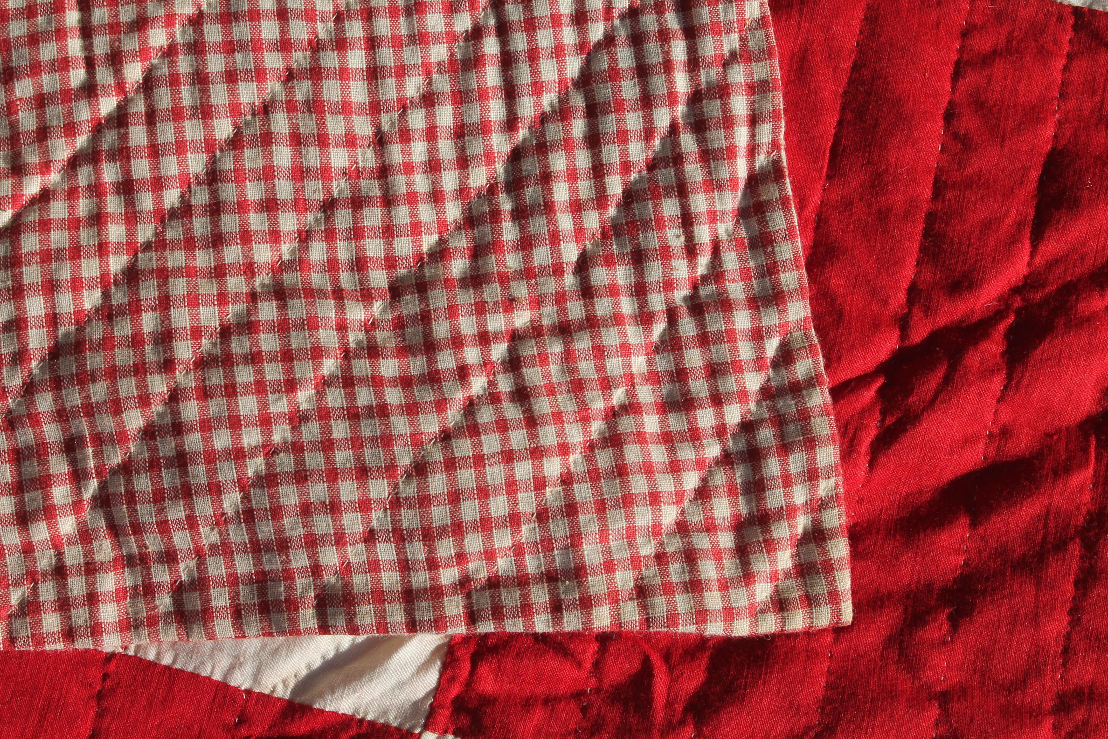American 19thc Antique Quilt Turkey Red Stars