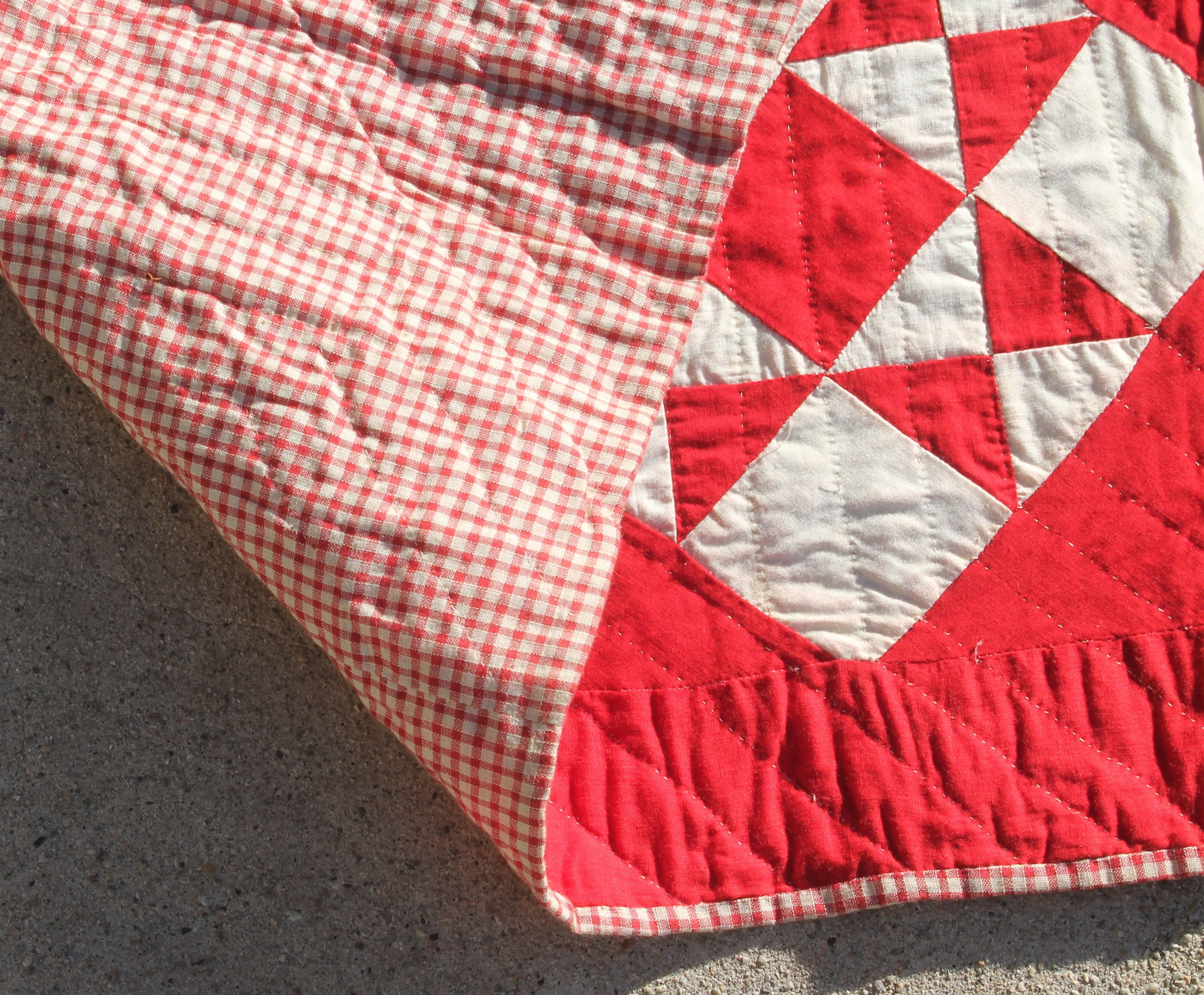19thc Antique Quilt Turkey Red Stars In Good Condition In Los Angeles, CA