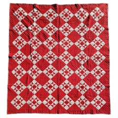 19thc Antique Quilt Turkey Red Stars