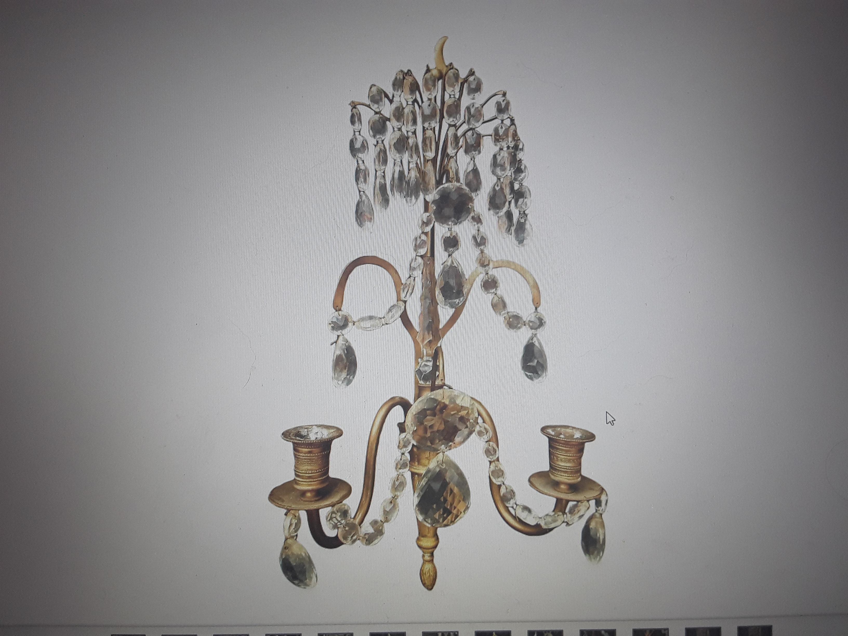 19thc Antique Russian Baltic Bronze w/ Cut Crystal Wall Lamp/ Sconce  For Sale 7