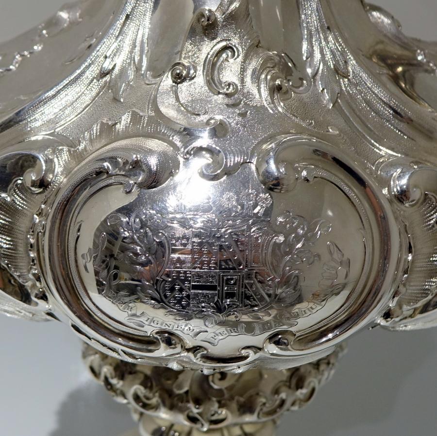 19th Century Victorian Large Sterling Silver Wine Ewer London 1857 E&J Barnard For Sale 5