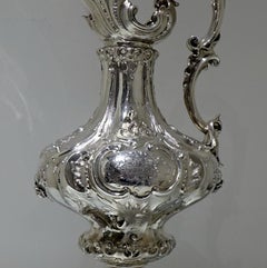 19th Century Victorian Large Sterling Silver Wine Ewer London 1857 E&J Barnard