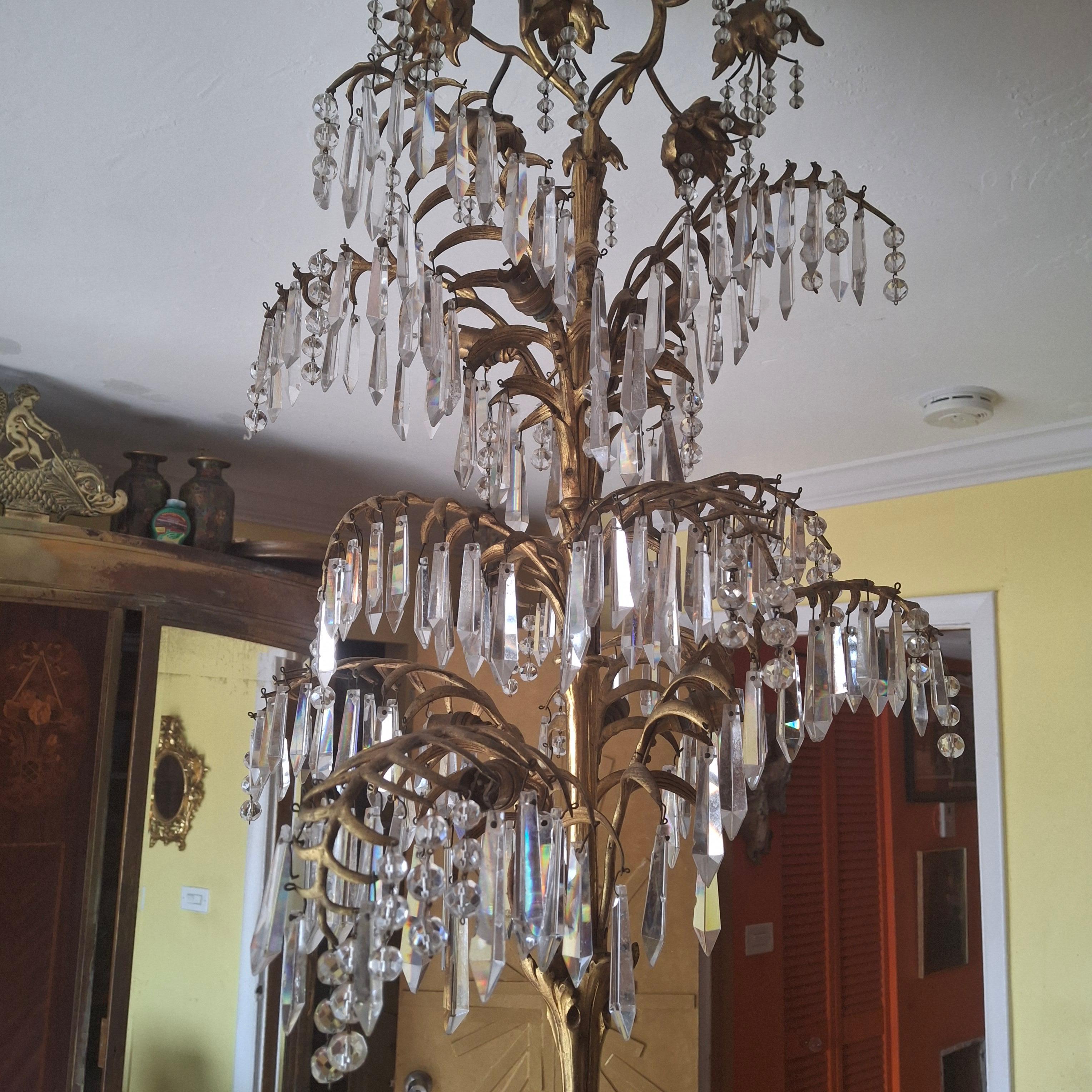 Art Nouveau Lampadario a forma di palma in bronzo dorato del XIX secolo - un originale di Josef Hoffmann in vendita