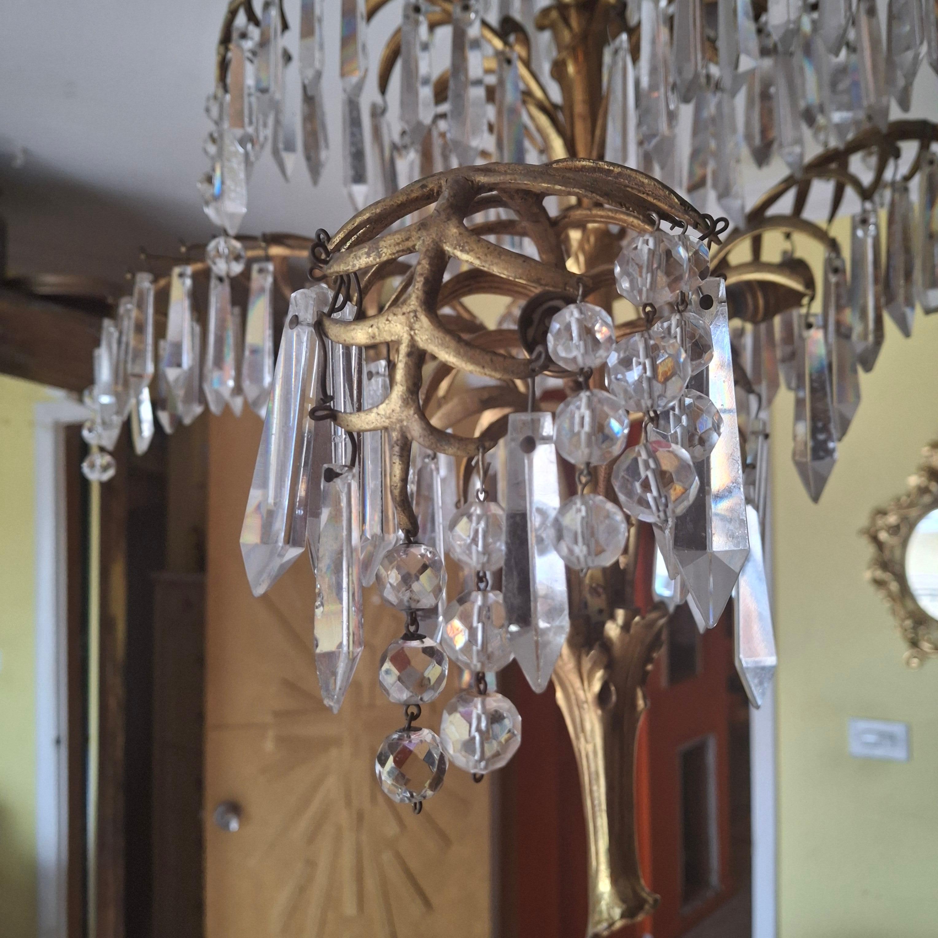 Lampadario a forma di palma in bronzo dorato del XIX secolo - un originale di Josef Hoffmann in vendita 2