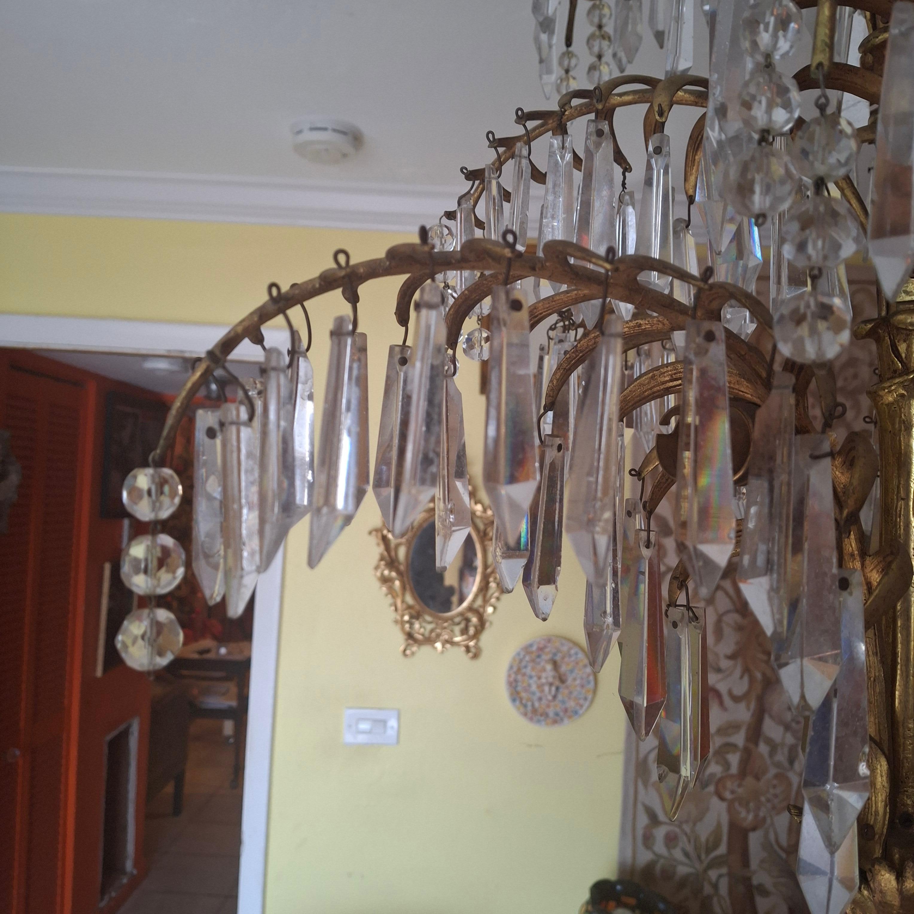 Lampadario a forma di palma in bronzo dorato del XIX secolo - un originale di Josef Hoffmann in vendita 3