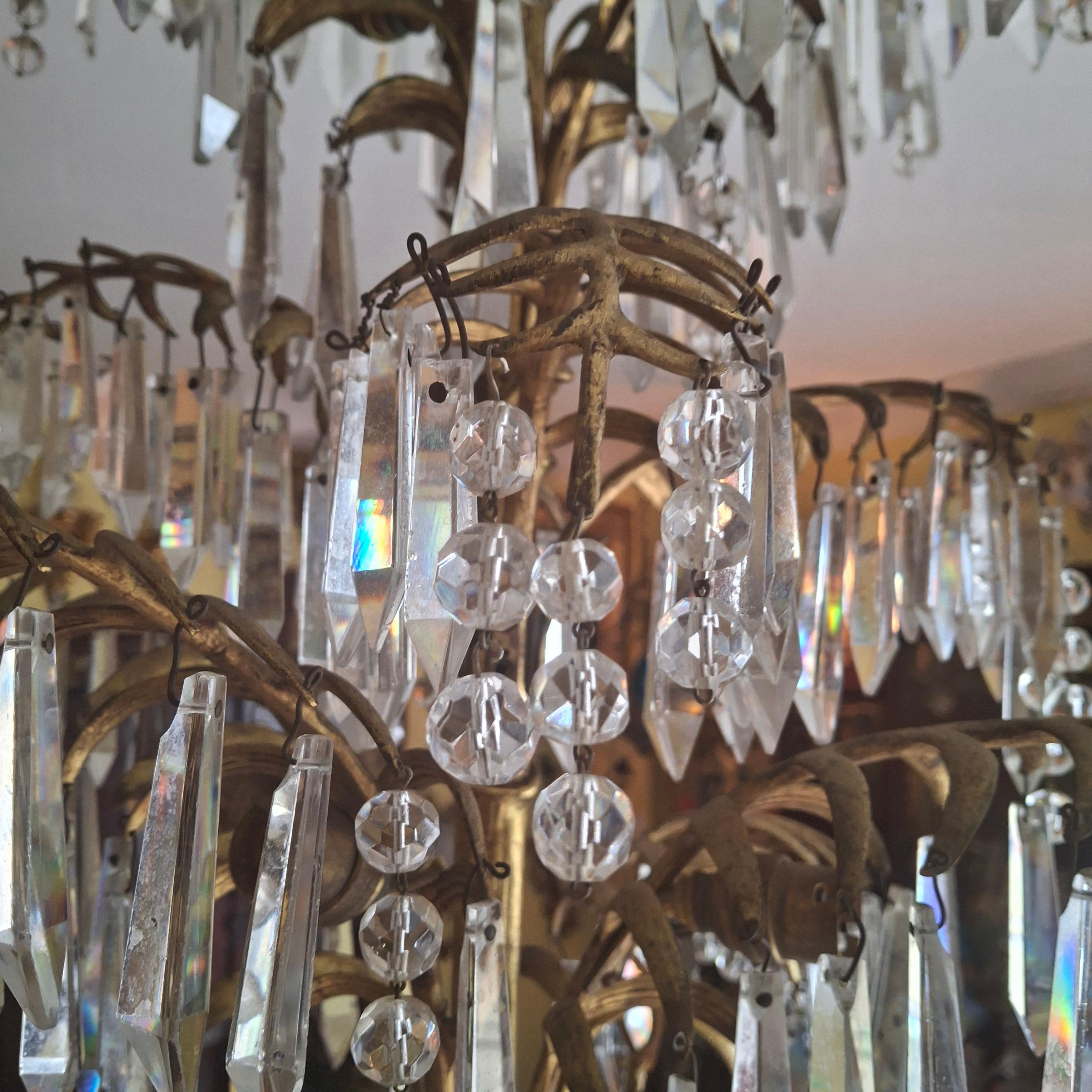 Lampadario a forma di palma in bronzo dorato del XIX secolo - un originale di Josef Hoffmann in vendita 4