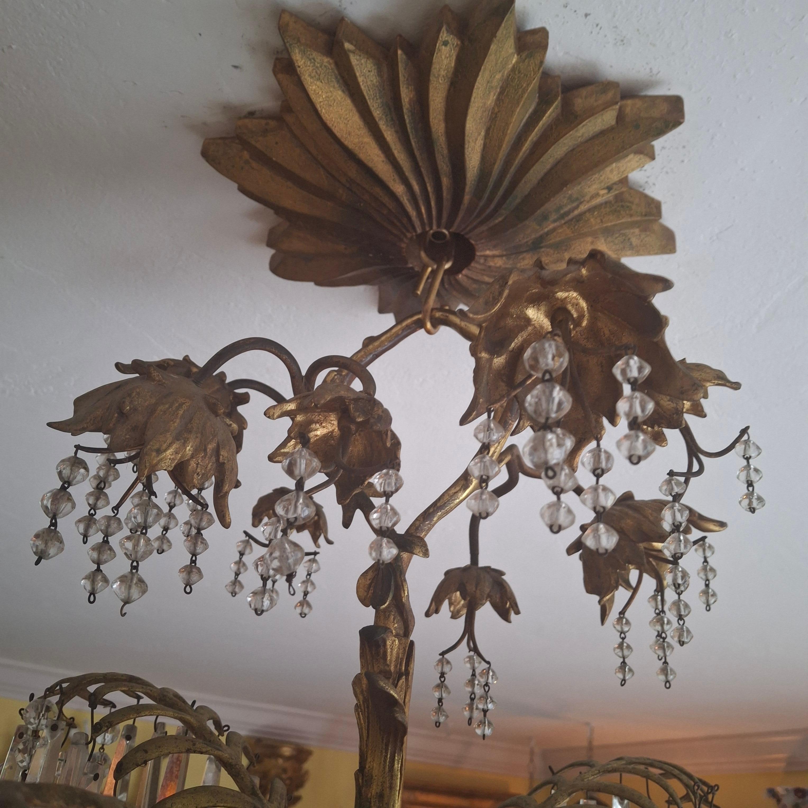 Lampadario a forma di palma in bronzo dorato del XIX secolo - un originale di Josef Hoffmann in vendita 6