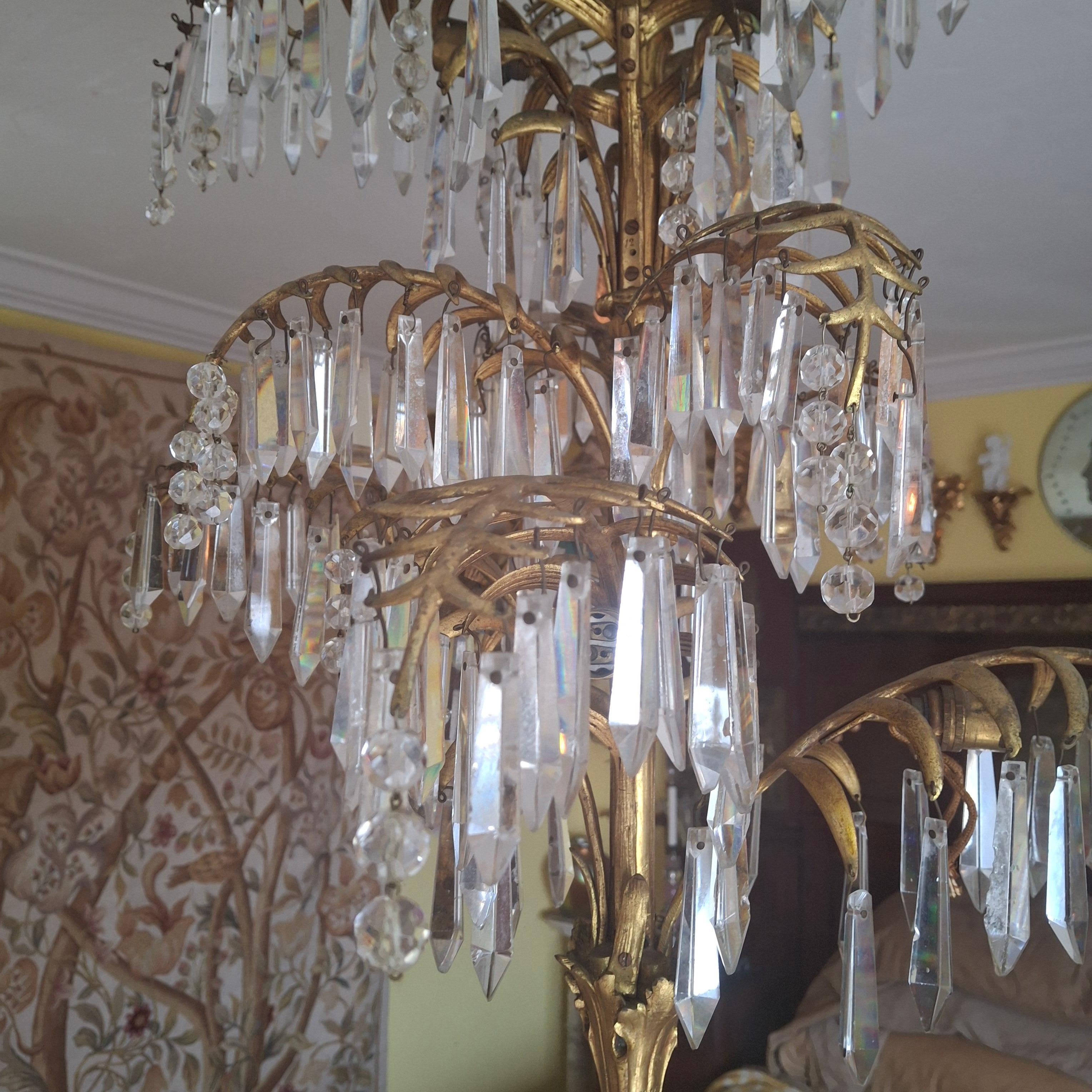 Lampadario a forma di palma in bronzo dorato del XIX secolo - un originale di Josef Hoffmann in vendita 11