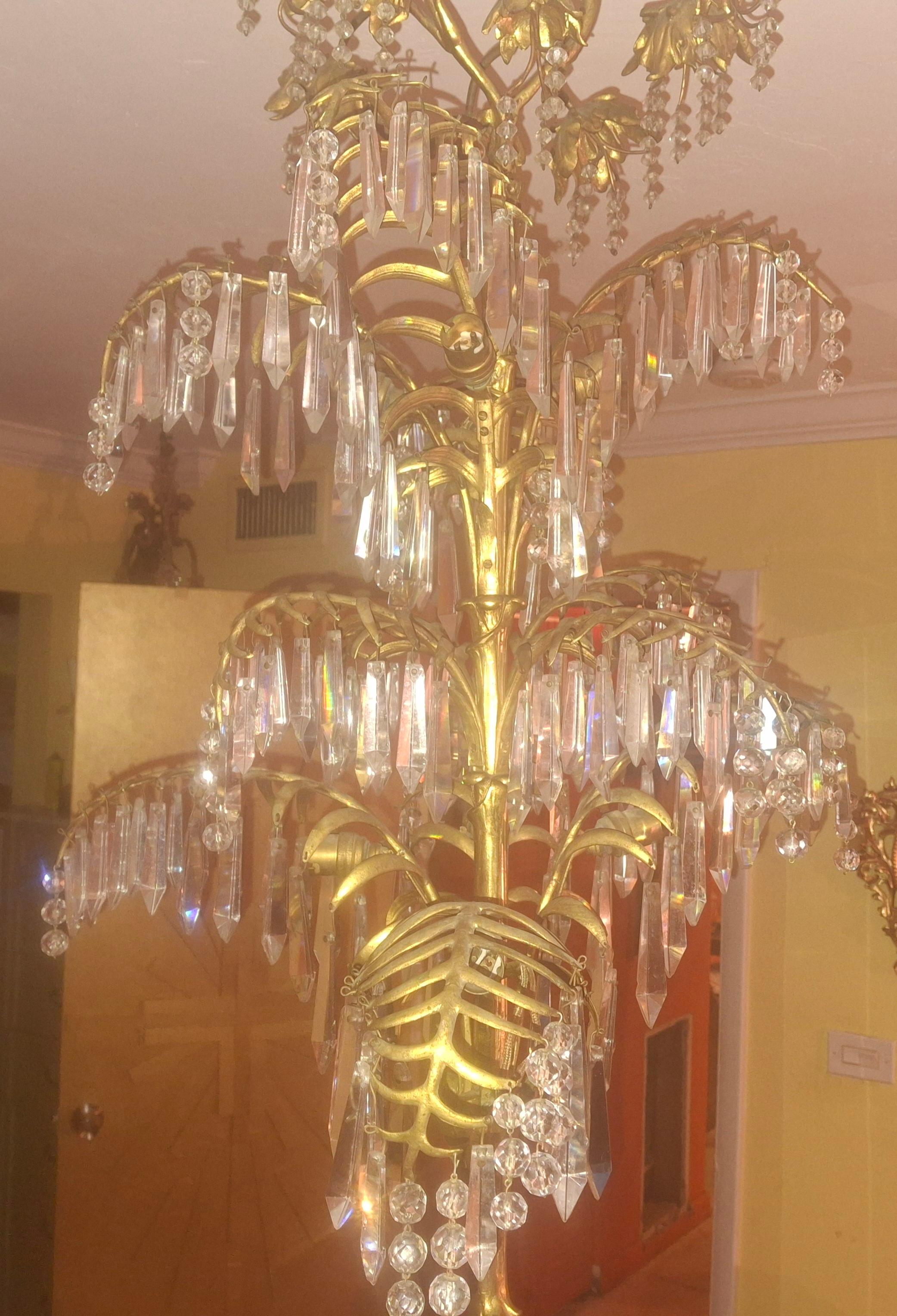 Lampadario a forma di palma in bronzo dorato del XIX secolo - un originale di Josef Hoffmann in vendita 9