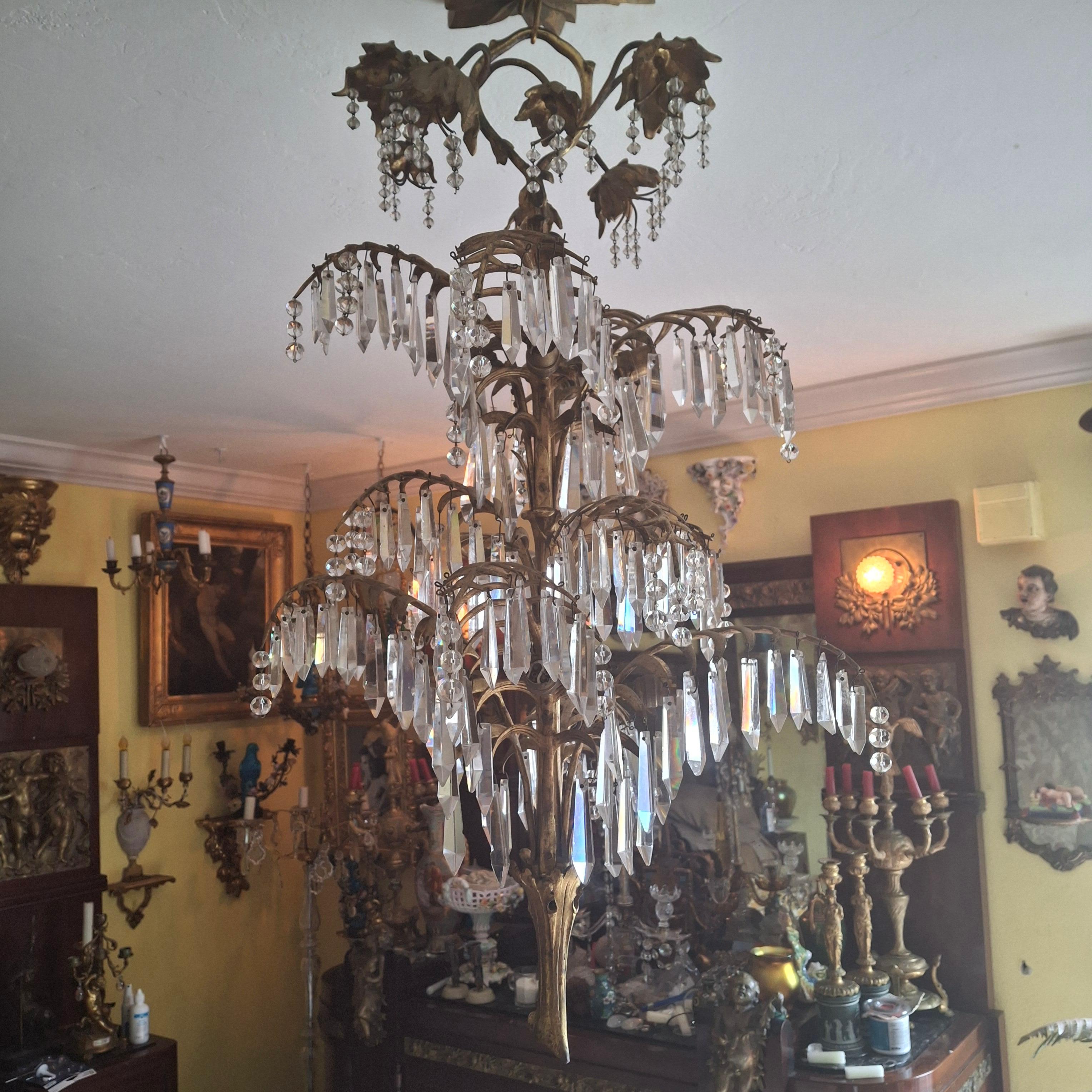 Lampadario a forma di palma in bronzo dorato del XIX secolo - un originale di Josef Hoffmann in vendita 13