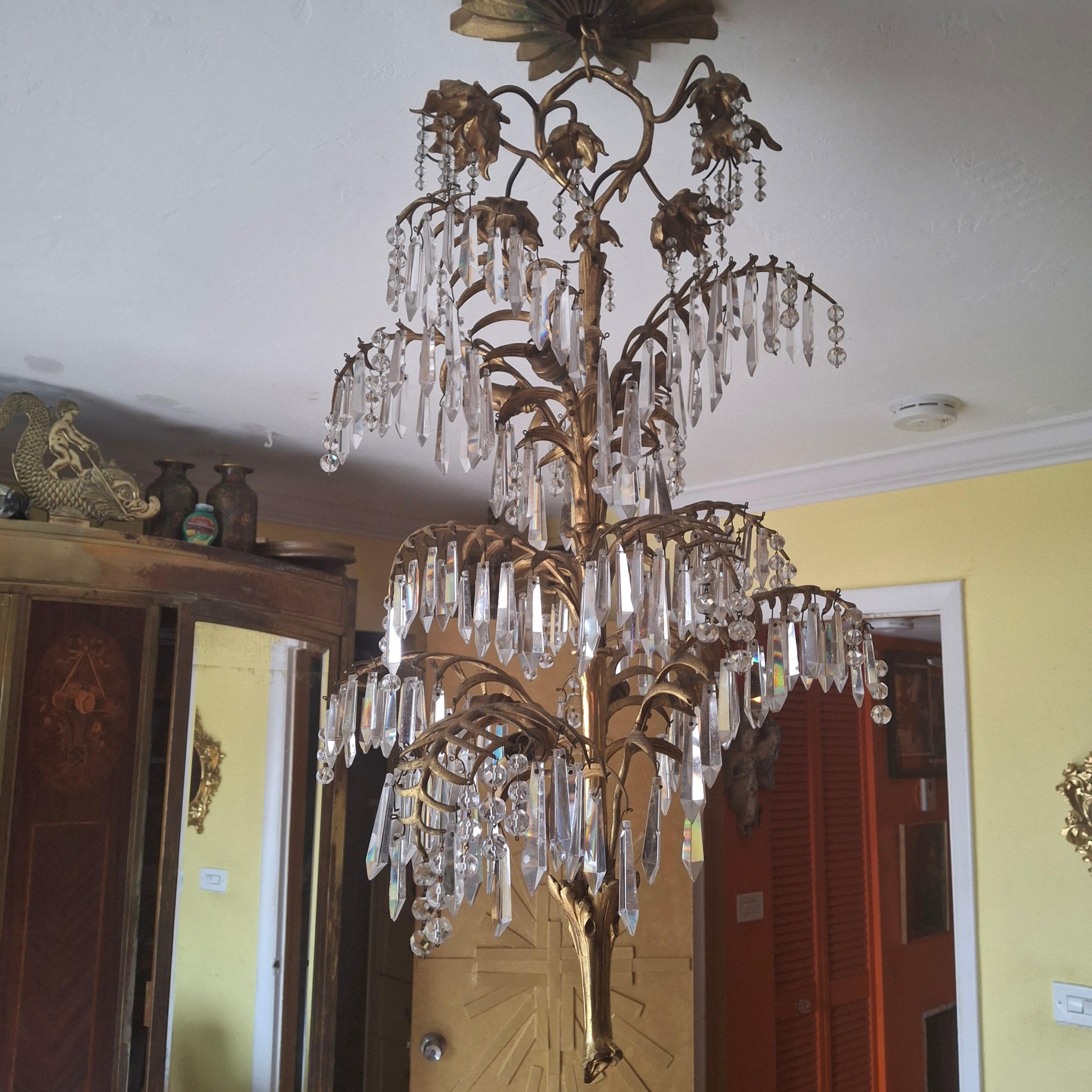 Lampadario a forma di palma in bronzo dorato del XIX secolo - un originale di Josef Hoffmann in vendita 10