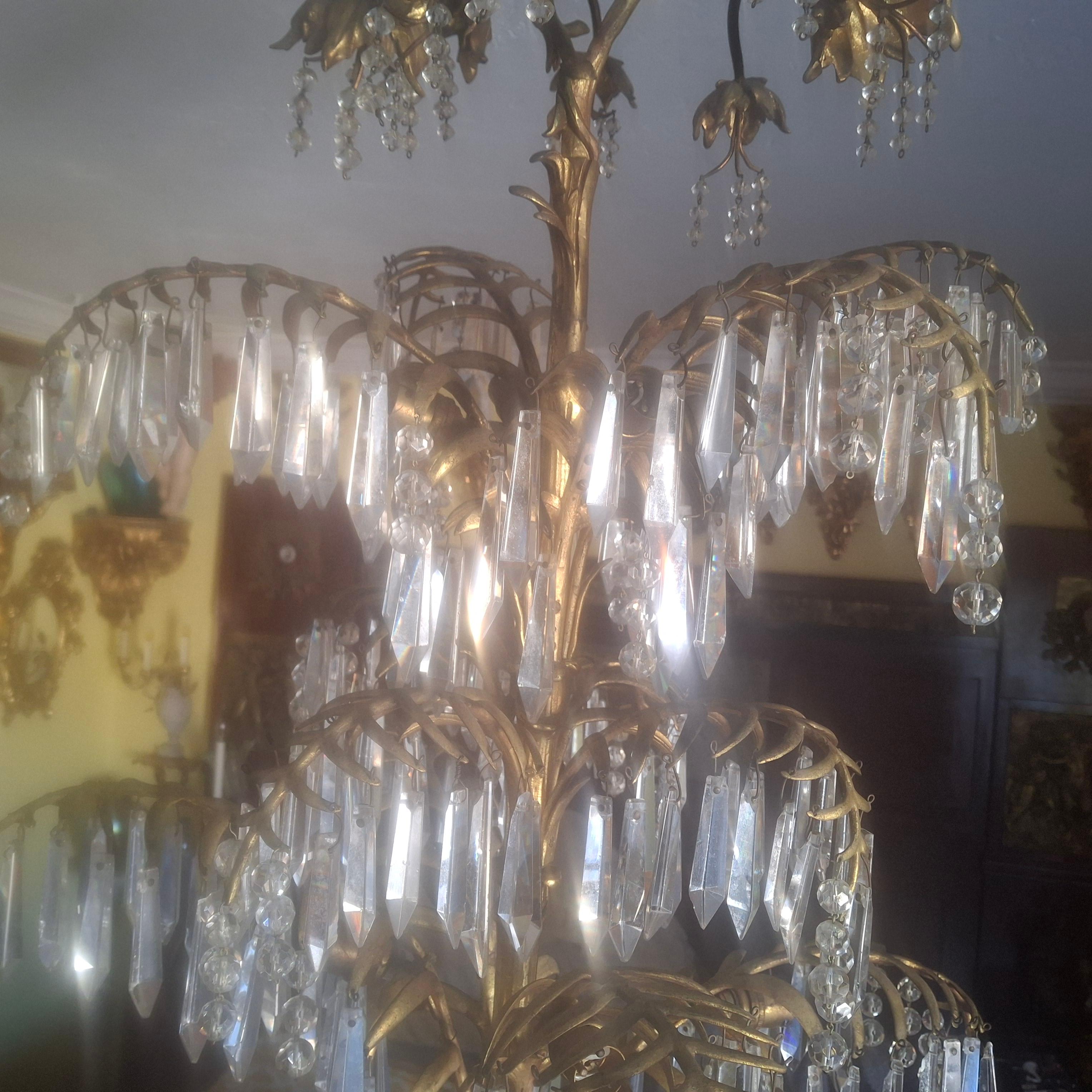 Lampadario a forma di palma in bronzo dorato del XIX secolo - un originale di Josef Hoffmann in vendita 8