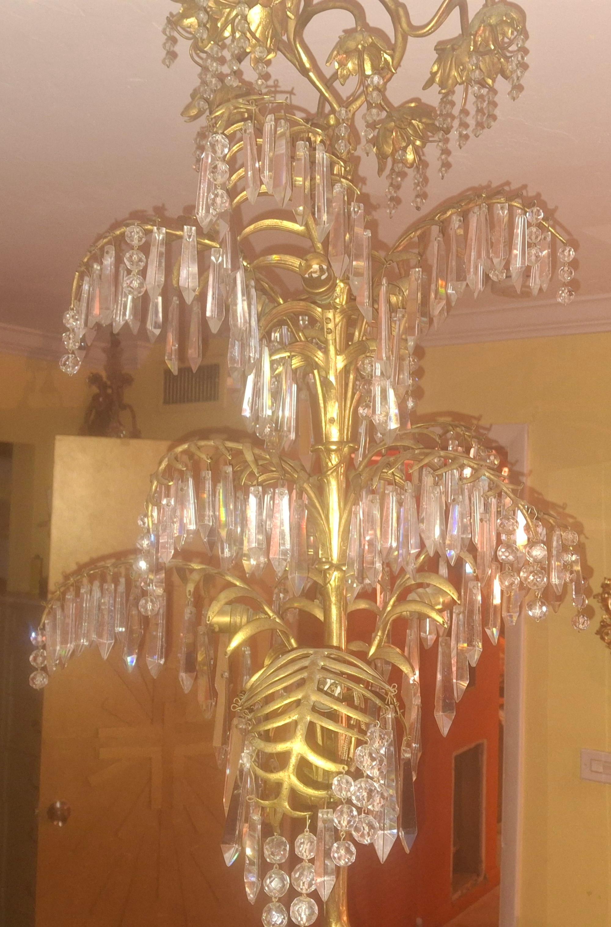 Lampadario a forma di palma in bronzo dorato del XIX secolo - un originale di Josef Hoffmann in vendita 1