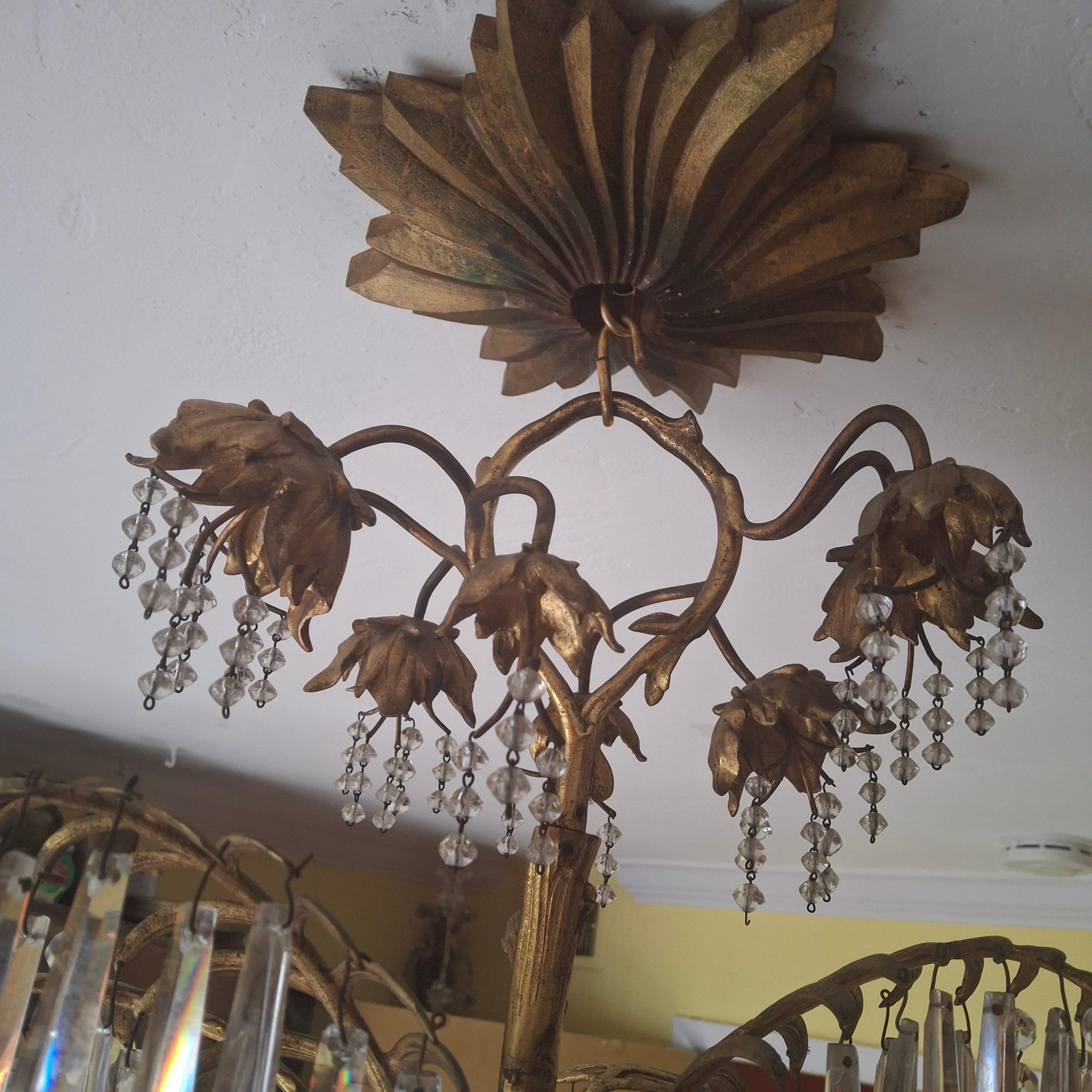 Dorato Lampadario a forma di palma in bronzo dorato del XIX secolo - un originale di Josef Hoffmann in vendita