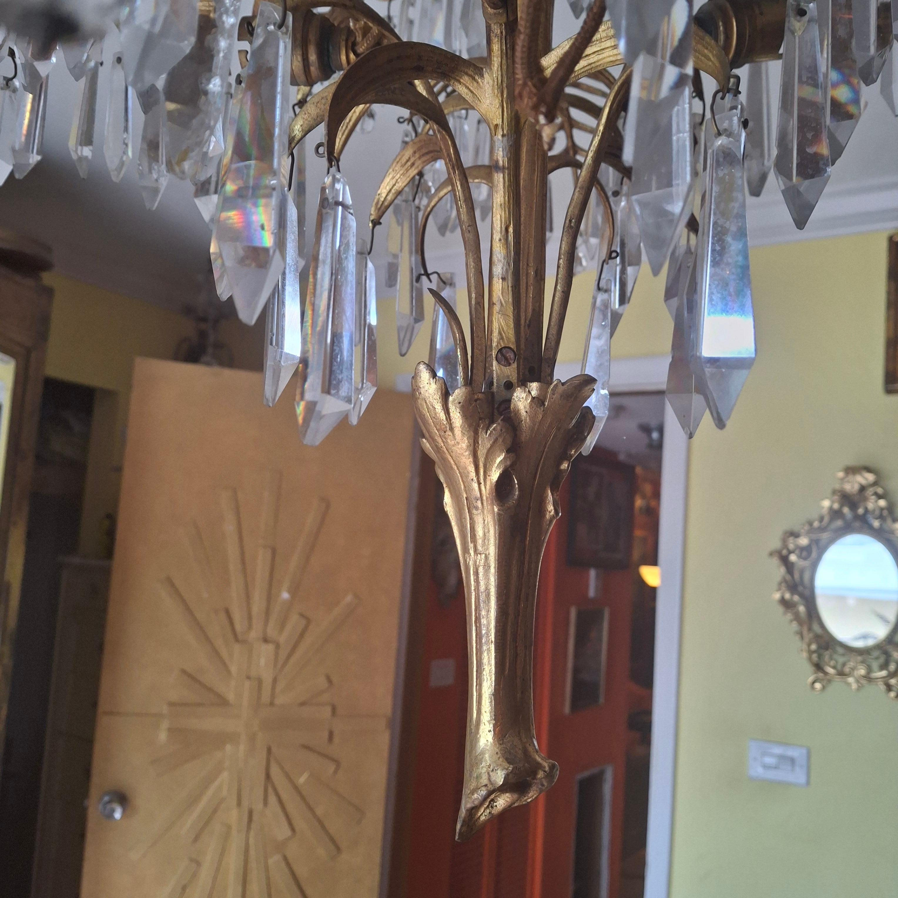 Lampadario a forma di palma in bronzo dorato del XIX secolo - un originale di Josef Hoffmann In condizioni buone in vendita a Opa Locka, FL