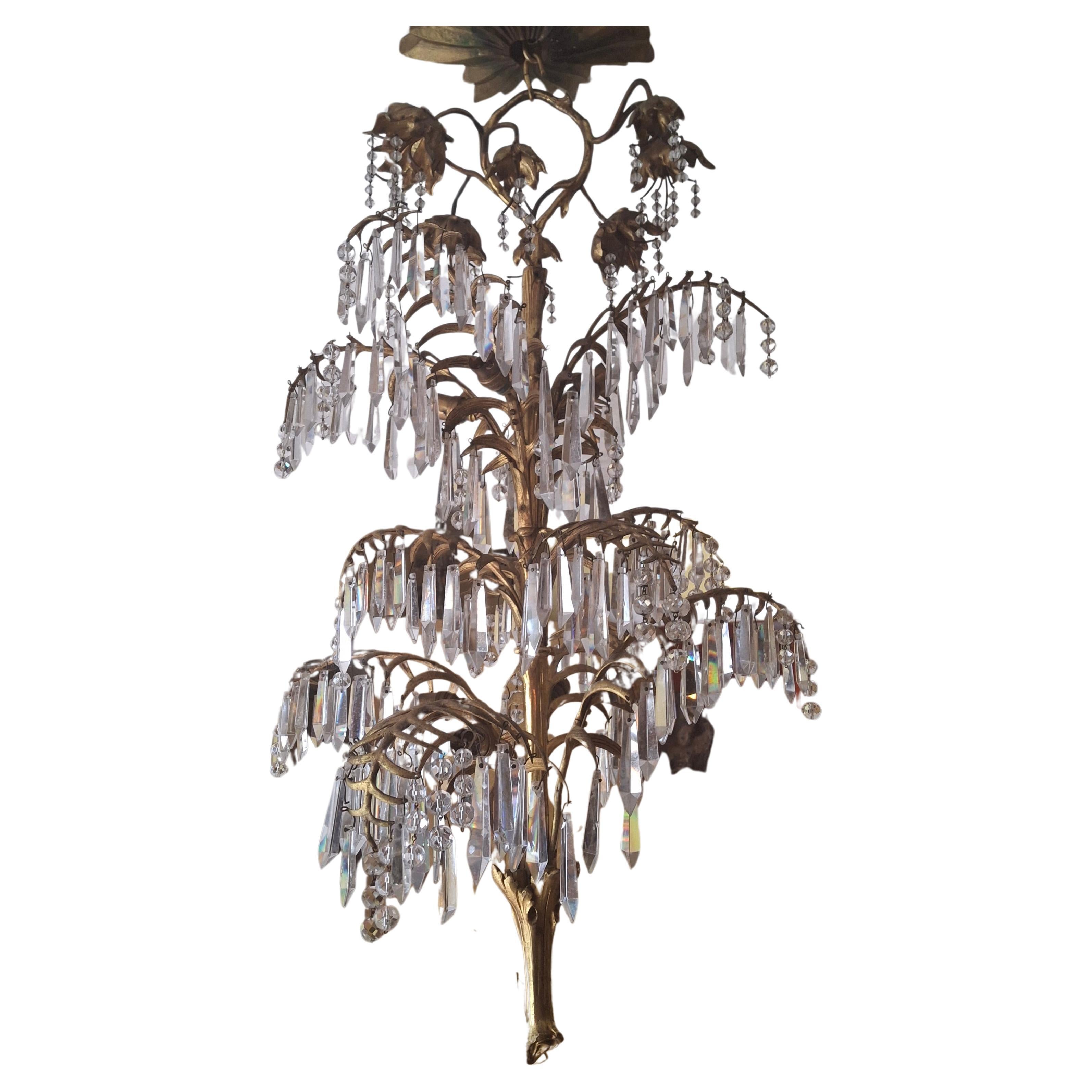 Lampadario a forma di palma in bronzo dorato del XIX secolo - un originale di Josef Hoffmann