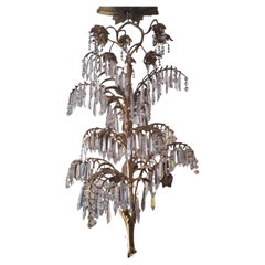 Araña de palmeras de bronce dorado Art Nouveau del siglo XIX - original de Josef Hoffmann