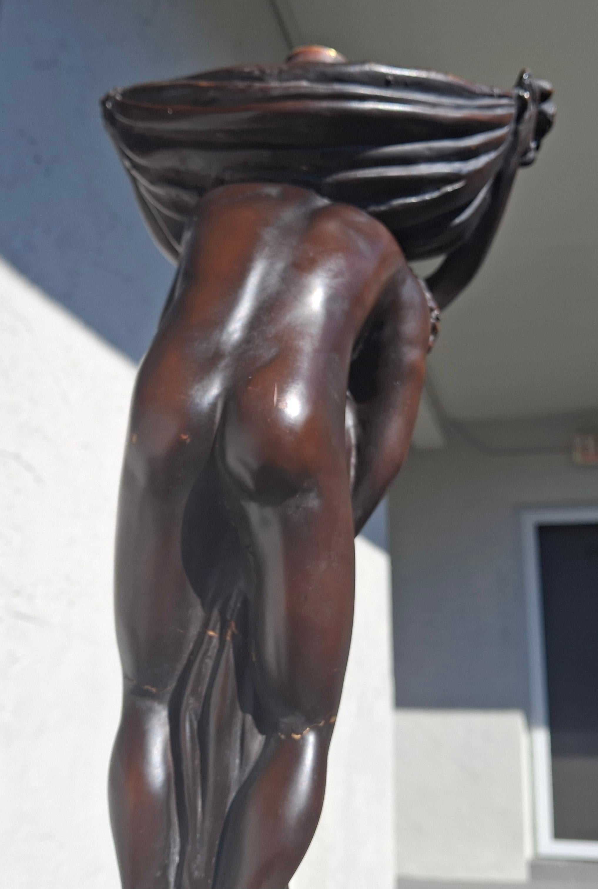 19thc Art Nouveau Large Bronze Sculptural Floor/ Table Lamp by Gustave Gurshner Bronce en venta