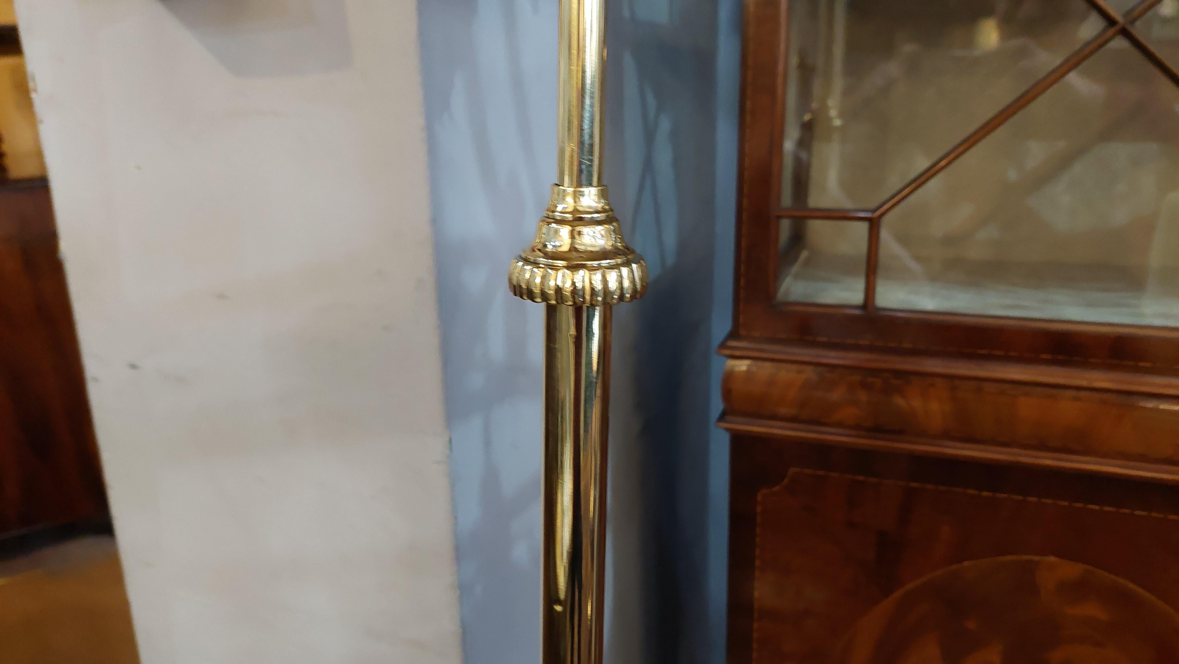 19thC Arts and Crafts Brass Standard Oil Lamp 5